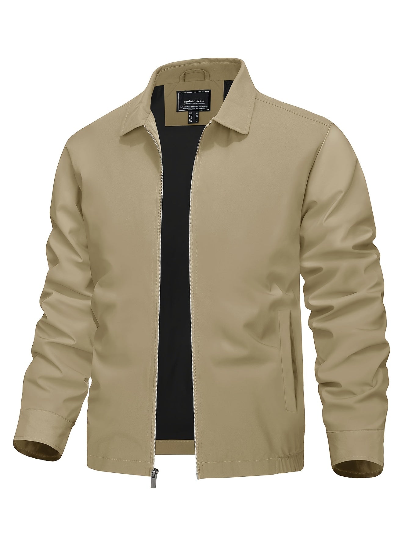 Men's Lightweight Business Casual Jacket - Full Zip Windbreaker with Collar