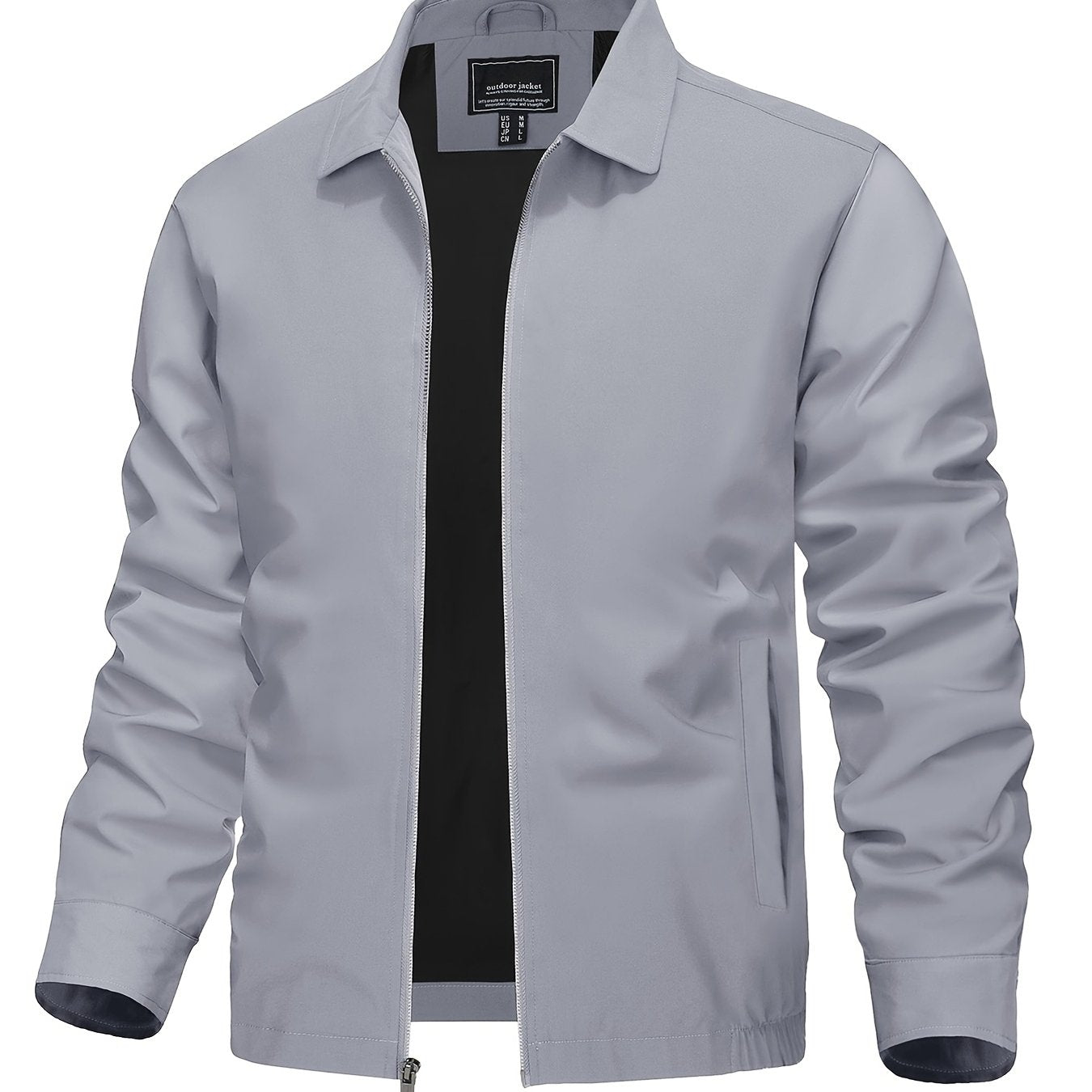 Men's Lightweight Business Casual Jacket - Full Zip Windbreaker with Collar