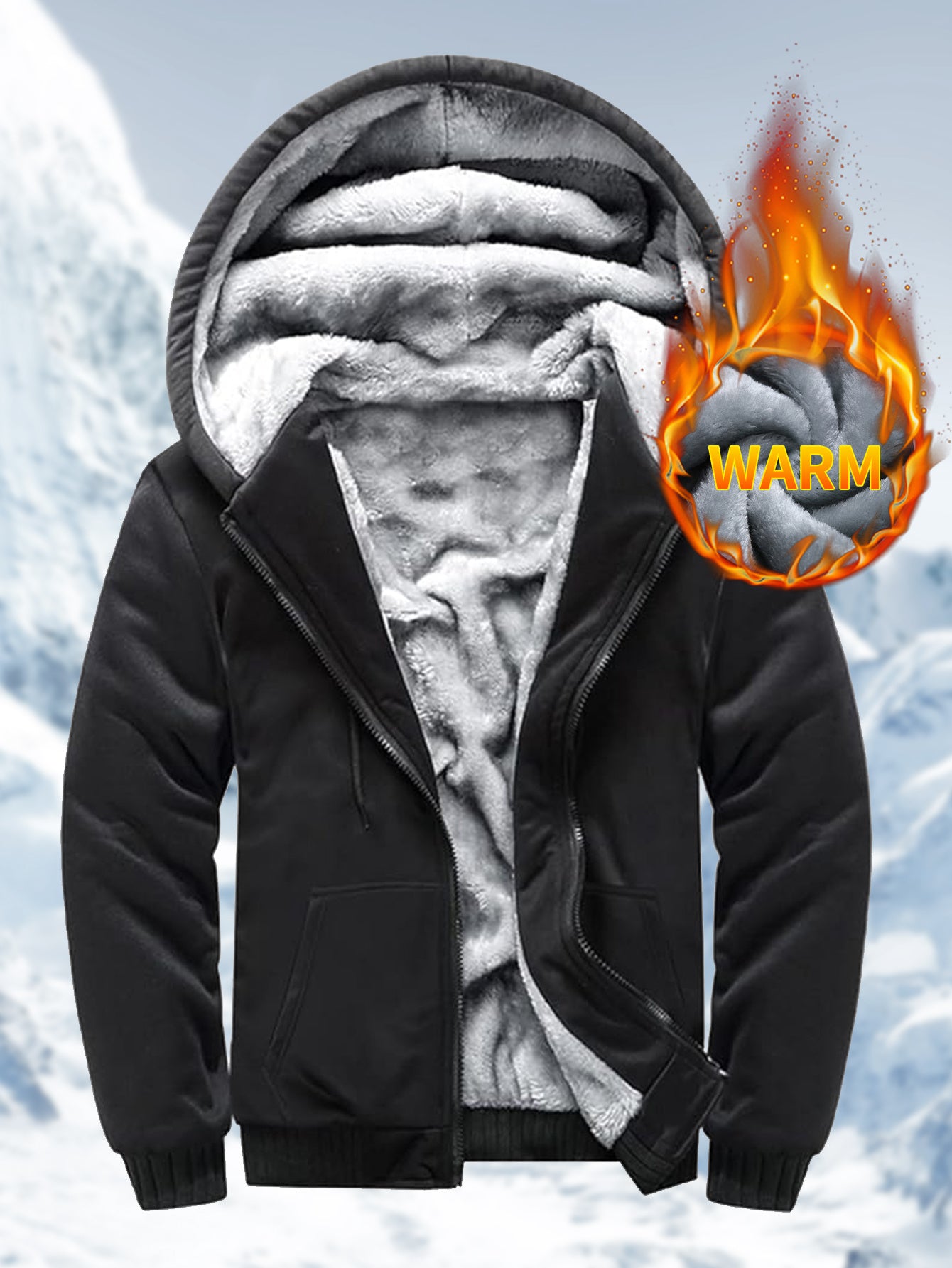 Fleece Full Zip Up Hooded Winter Jacket