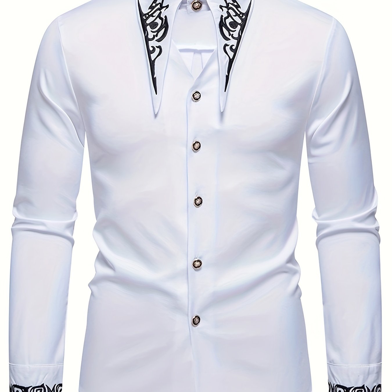 Men'S Casual Fashion Embroidered Shirt, African Style Color
