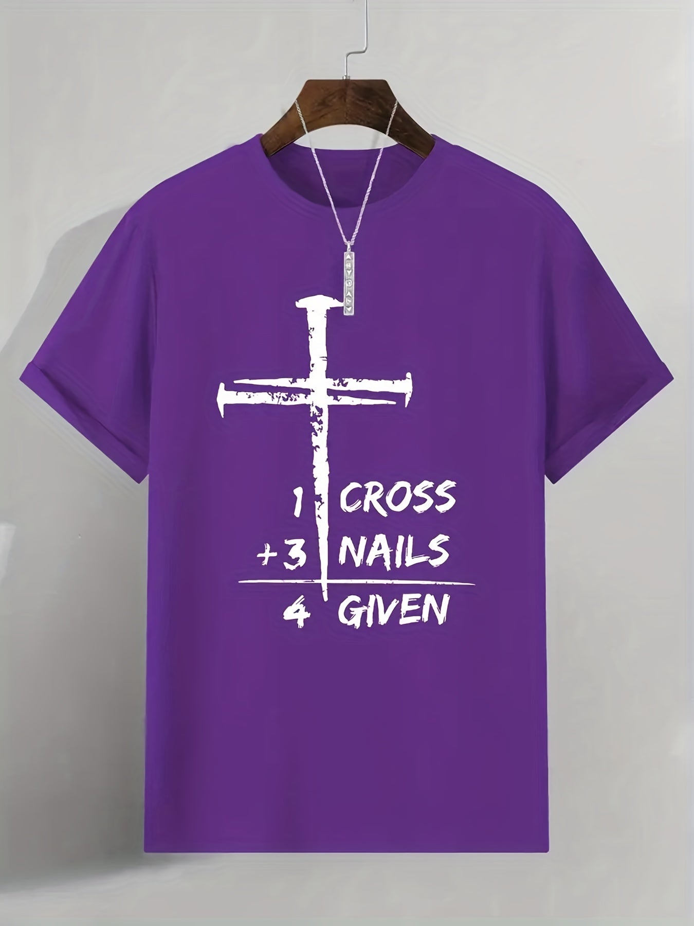 Men's Fashion Hot Selling Cross Nail Print T Shirt For Summer, Casual Short Sleeve Crew Neck Graphic