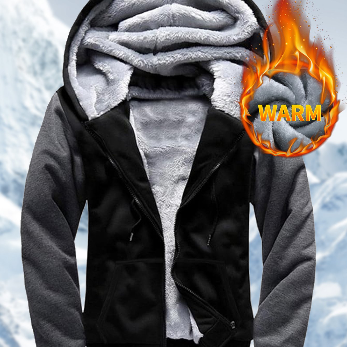 Fleece Full Zip Up Hooded Winter Jacket