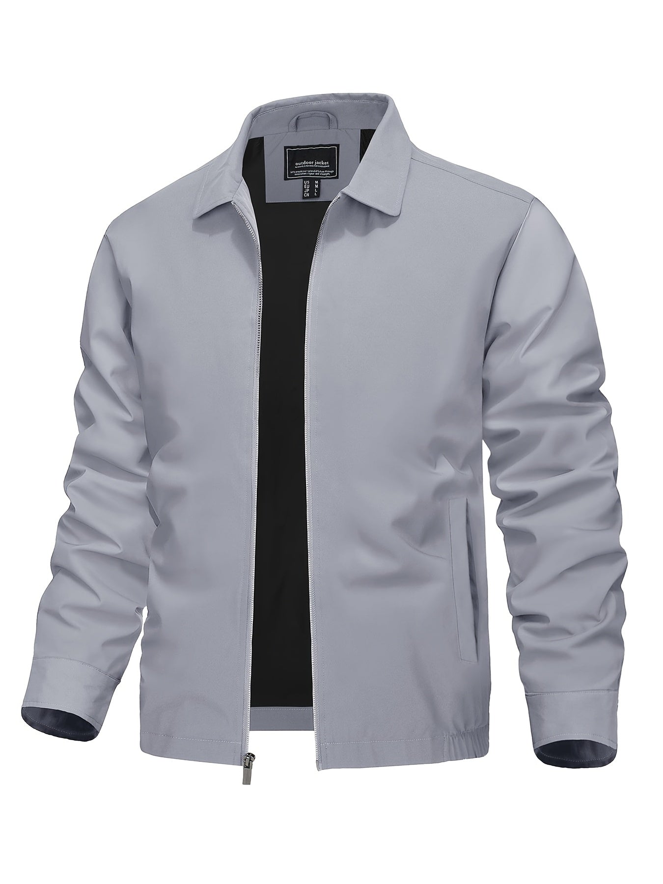 Men's Lightweight Business Casual Jacket - Full Zip Windbreaker with Collar