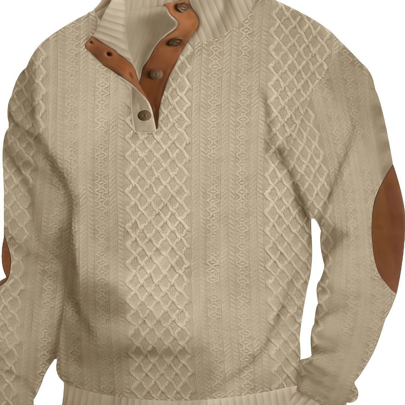 Men'S Casual Knit Sweatshirt with Geometric Pattern, Polyeste