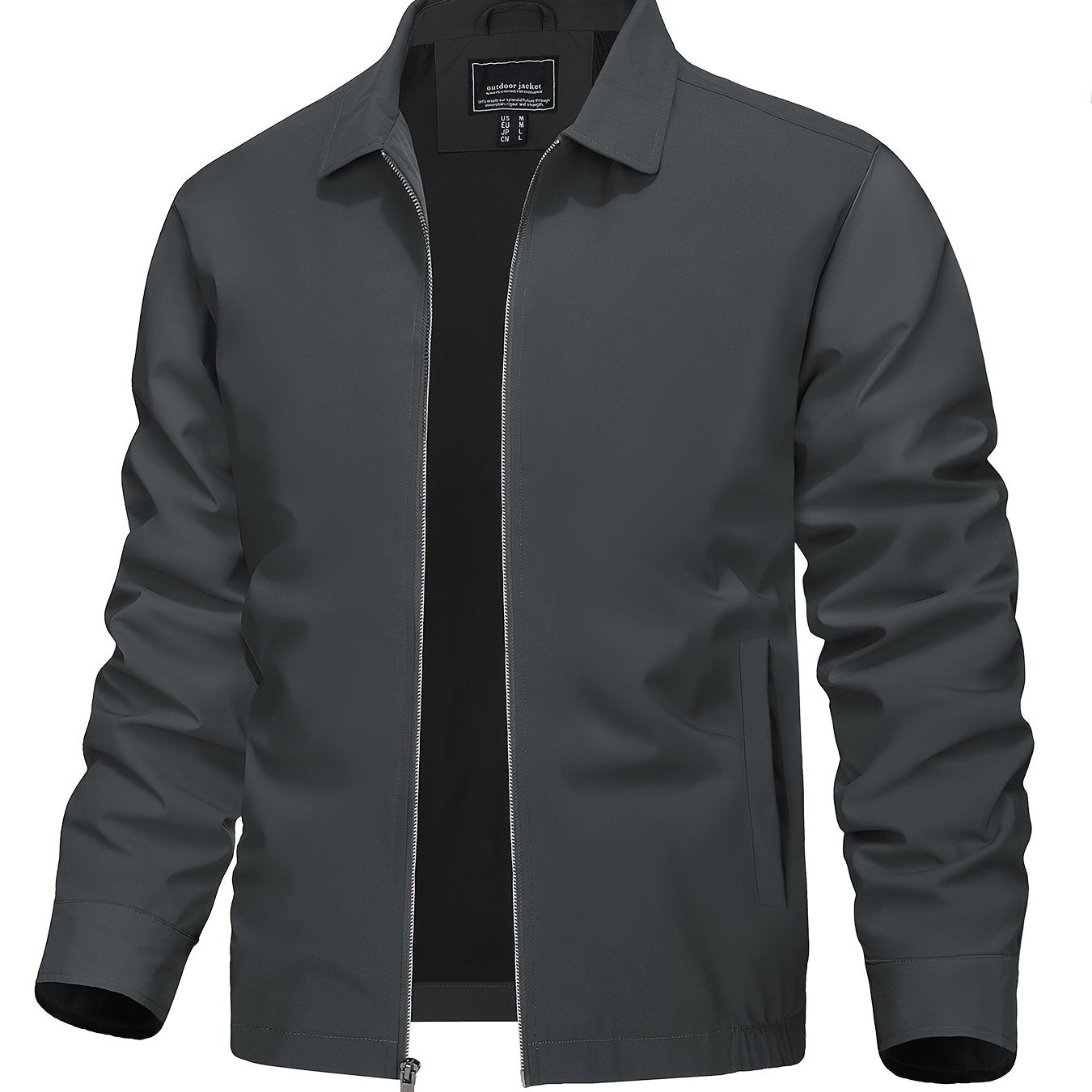 Men's Lightweight Business Casual Jacket - Full Zip Windbreaker with Collar
