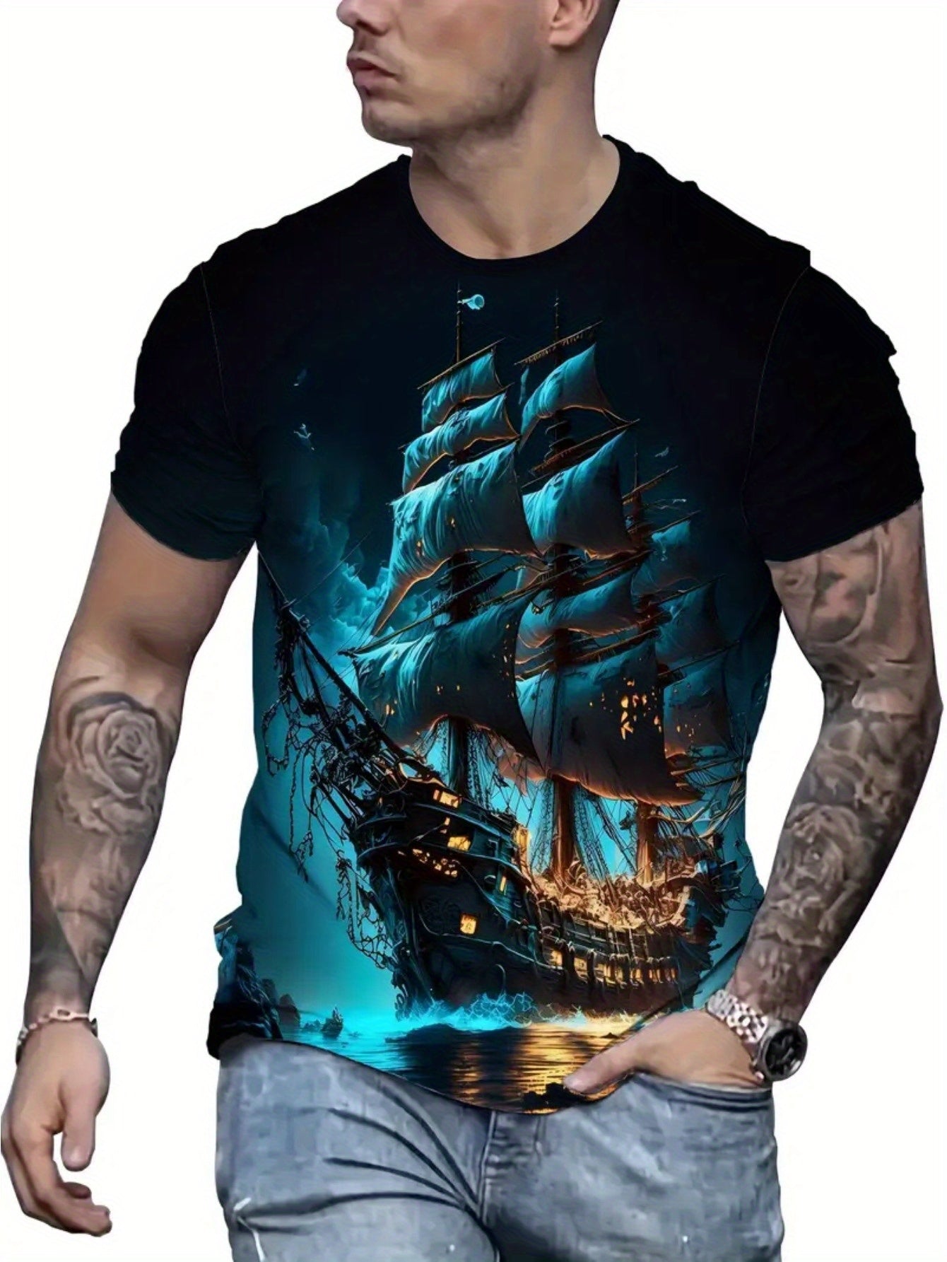 Fashion Print T-shirt Men'S Short Sleeve Tees Casual Summer Tshirt