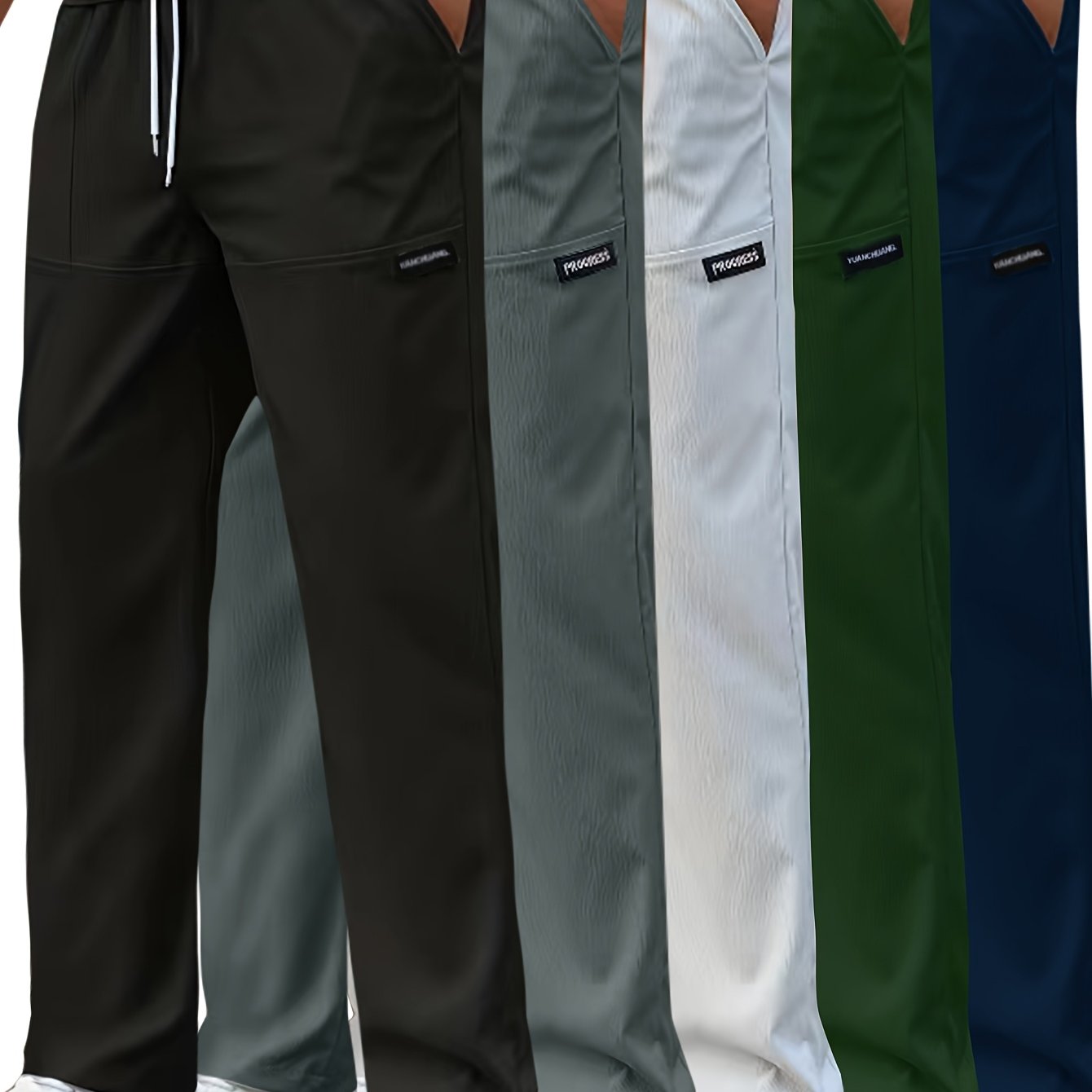 5pcs Men's Casual Straight Leg Pants, Solid Color, Regular Fit for Golf & Running, Spring/Summer Lightweight Work Trousers