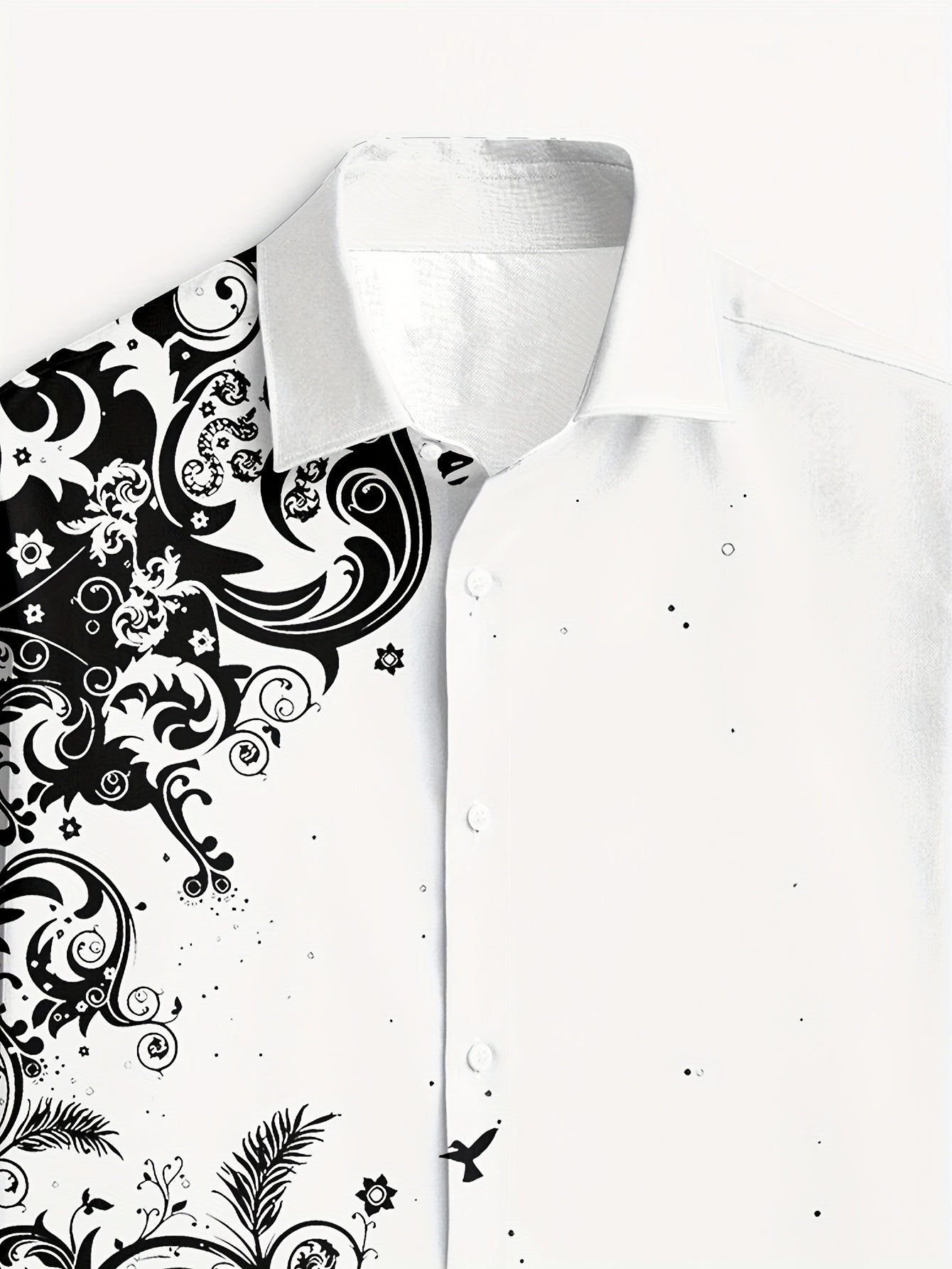 Men'S Fashion Print Shirt, Casual Polyester 100% Long Sleeve Button- Collared Shirt,Season