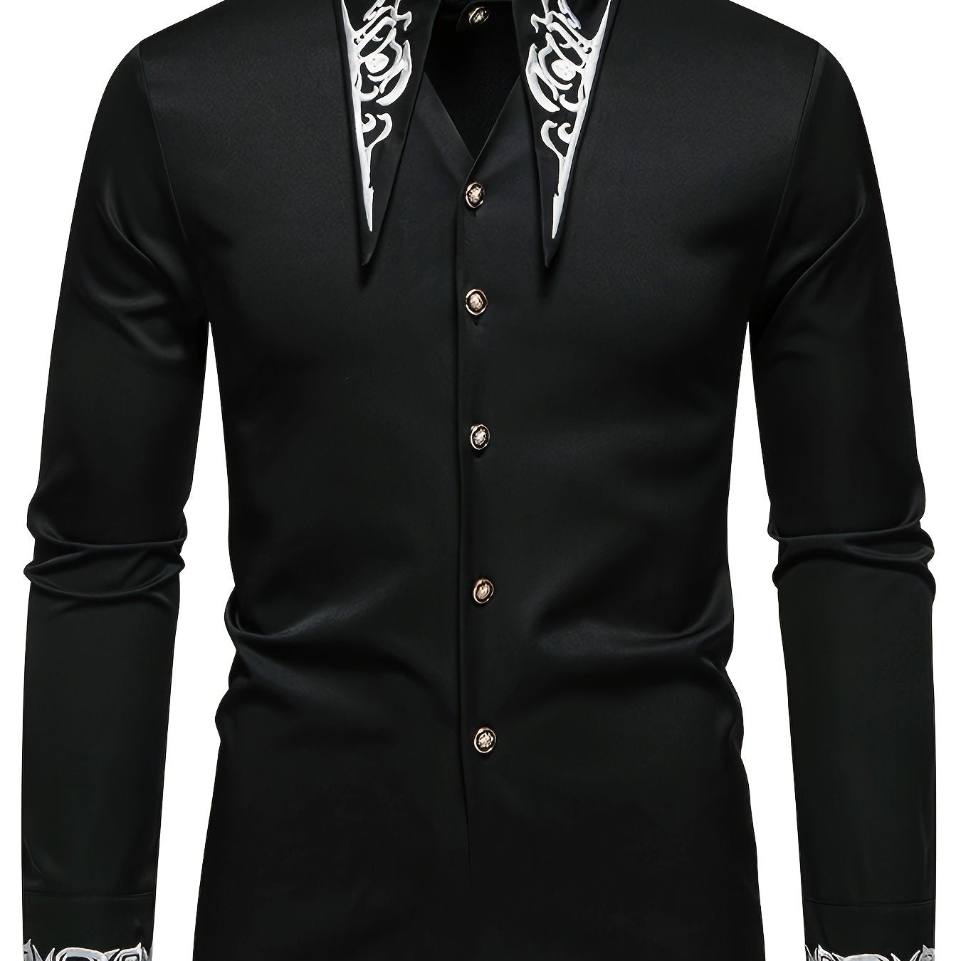 Men'S Casual Fashion Embroidered Shirt, African Style Color
