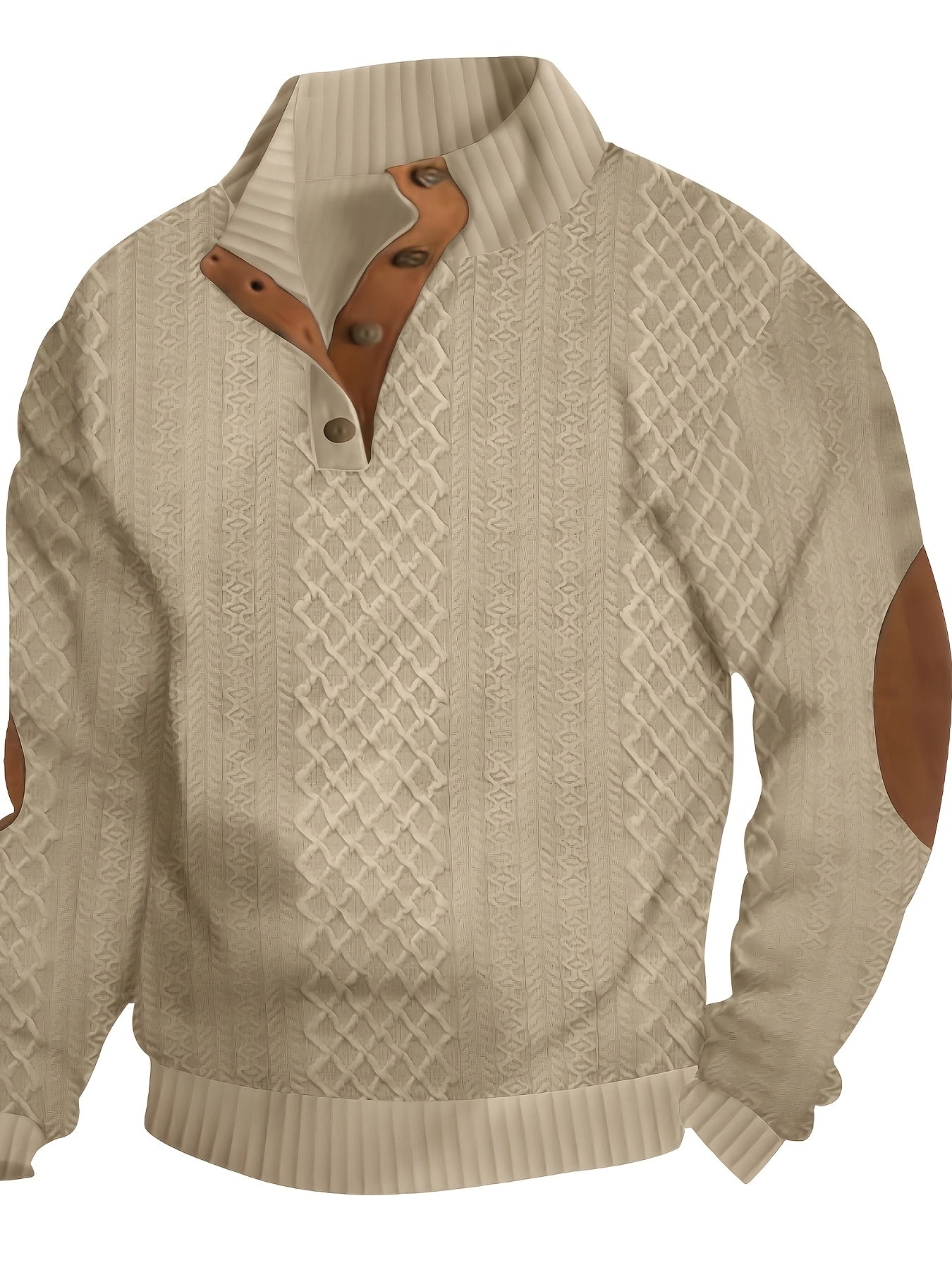 Men'S Casual Knit Sweatshirt with Geometric Pattern, Polyeste