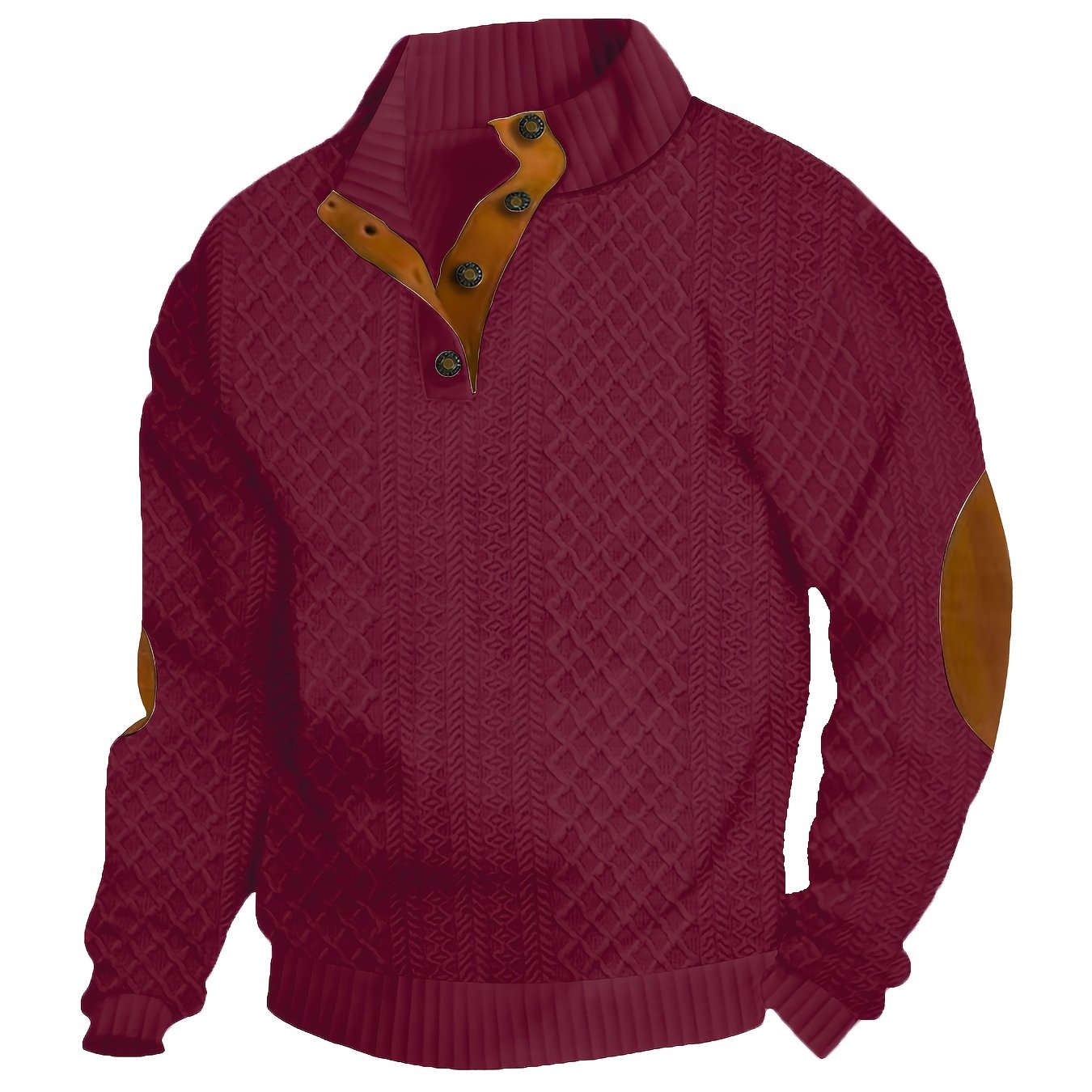 Men'S Casual Knit Sweatshirt with Geometric Pattern, Polyeste