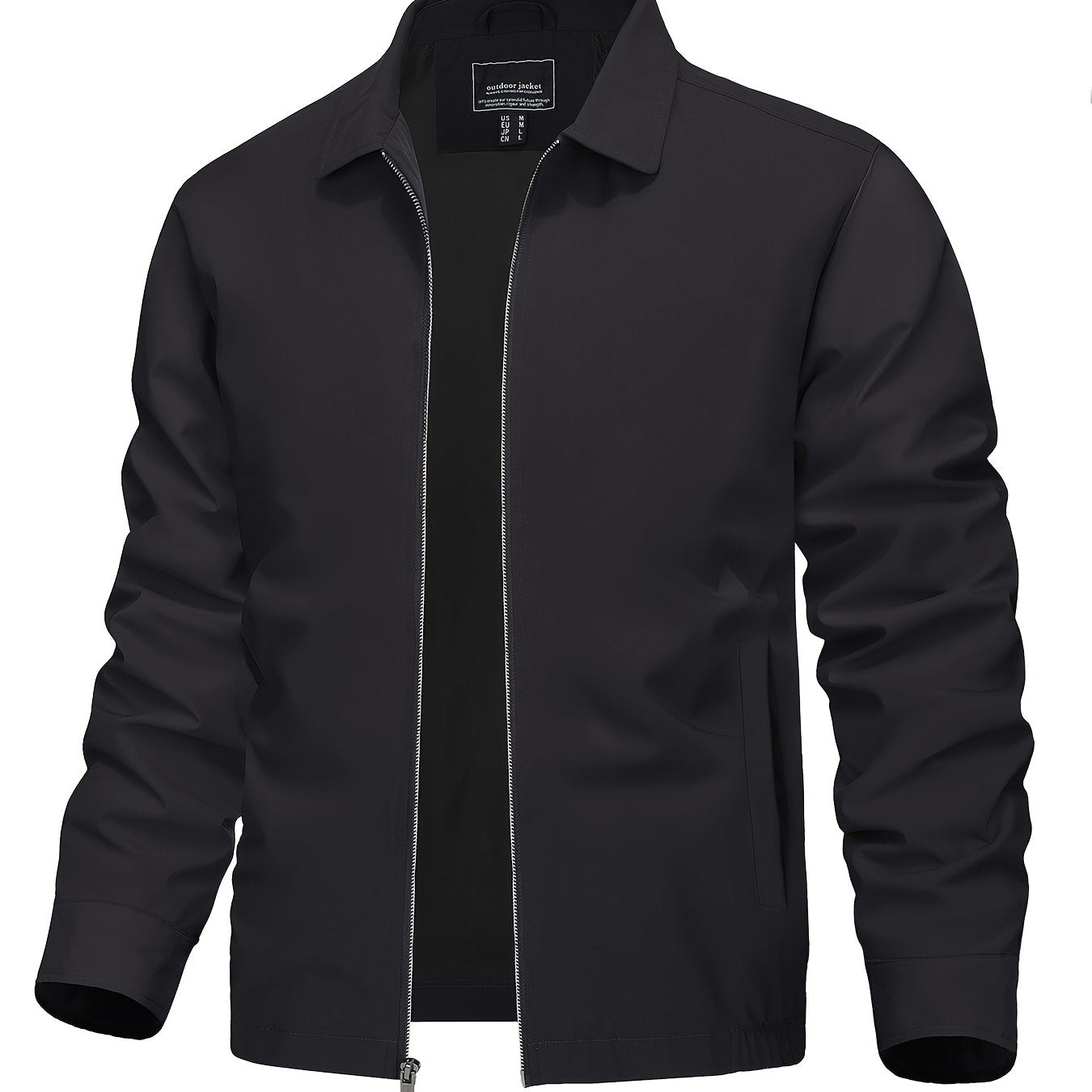 Men's Lightweight Business Casual Jacket - Full Zip Windbreaker with Collar