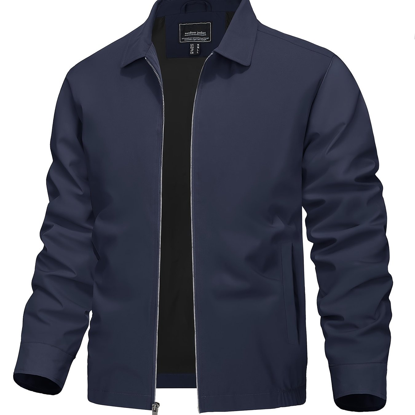 Men's Lightweight Business Casual Jacket - Full Zip Windbreaker with Collar