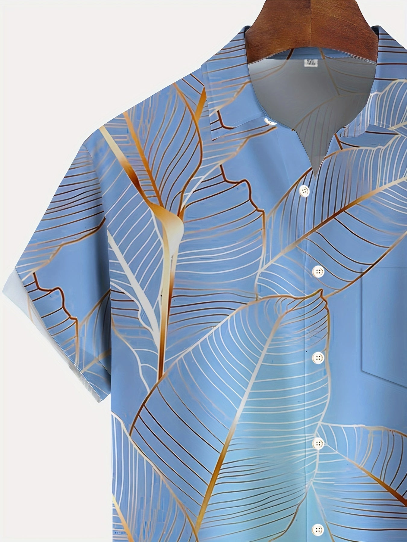 Plus Size Men's Leaf Graphic Print Shirt For Summer, Stylish Casual Short Sleeve Shirt For Males