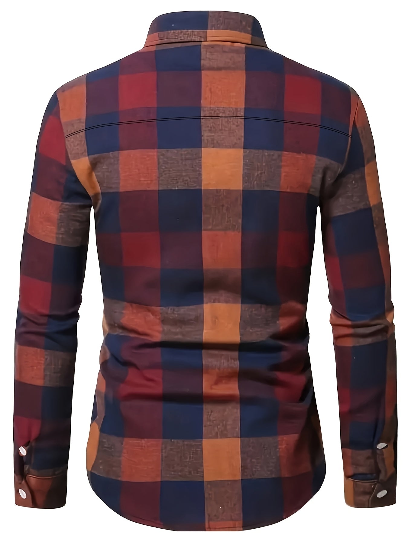3pcs Men'S Plaid Long Sleeve Casual Shirts with Lapel Collar, Pocket Details, all