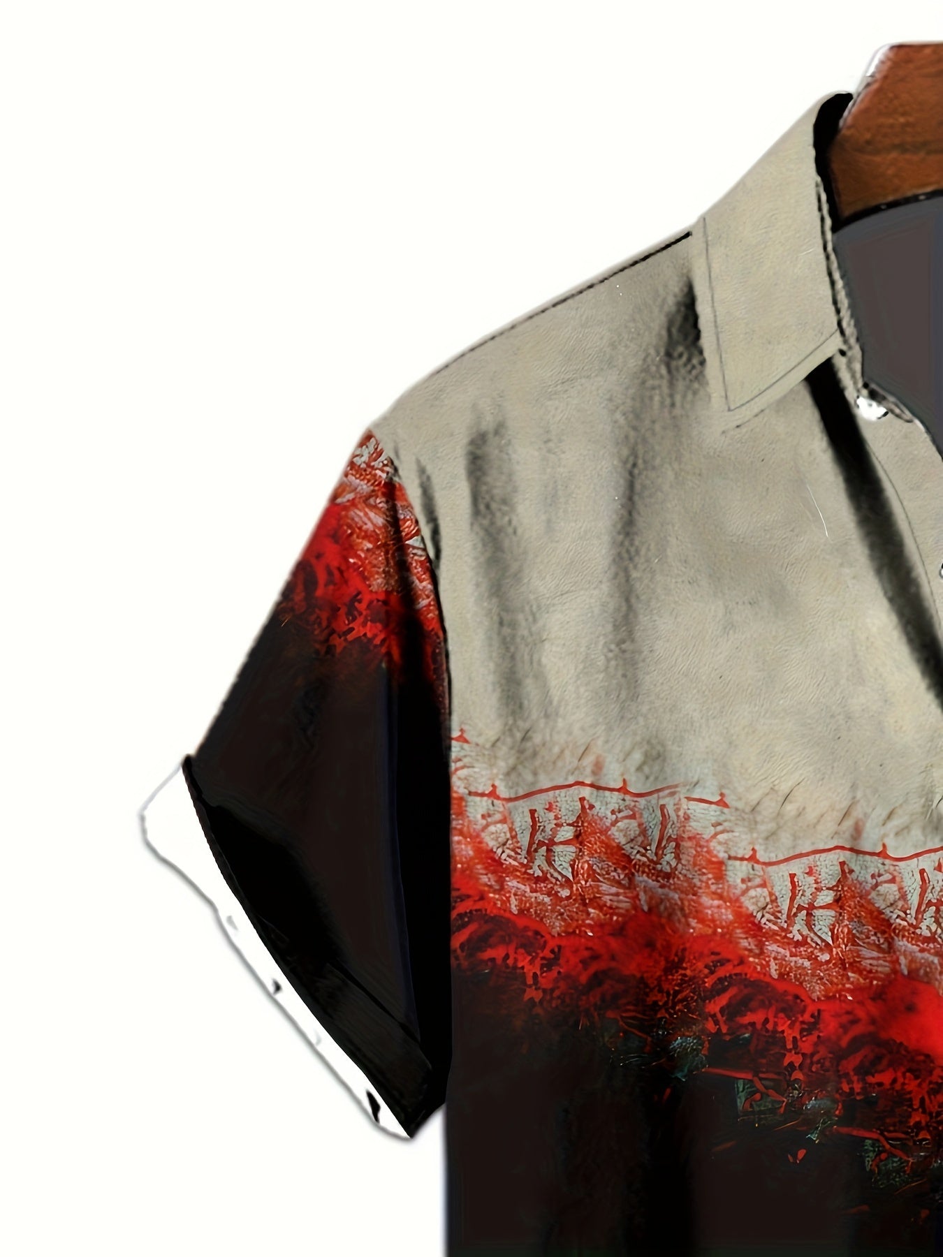 Men's Cross Graphic Color Blocking Short Sleeve Shirt For Summer, Casual Comfy Shirt As Gift