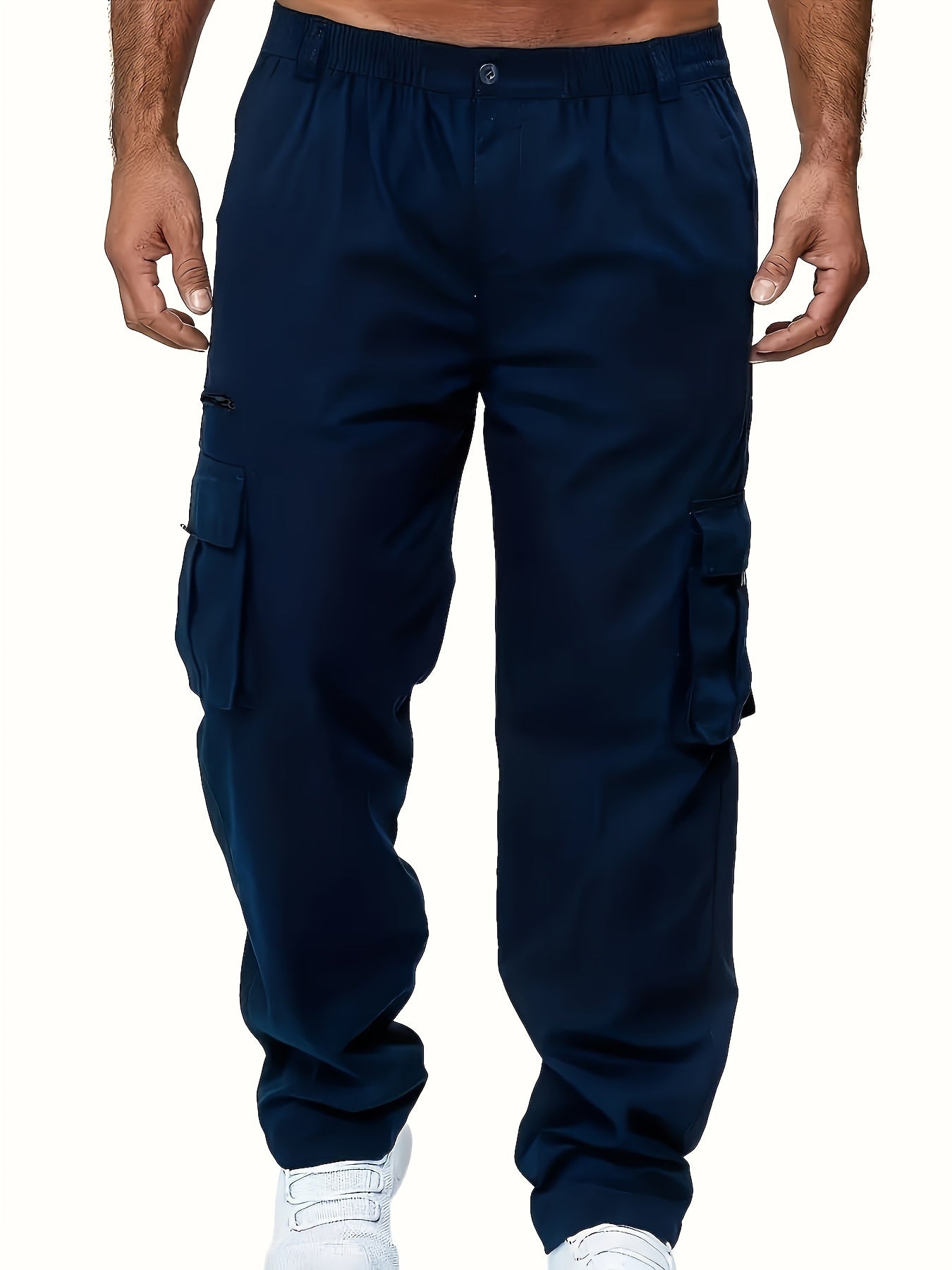 3pcs Men's Multi-Pocket Cargo Pants - Comfortable Polyester,