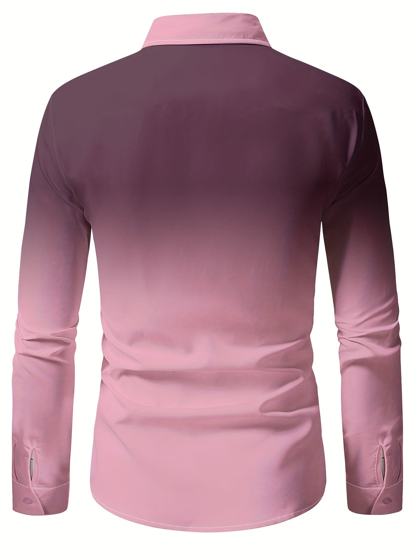 Men's Stylish Gradient Print Dress Shirt - Breathable Polyester,