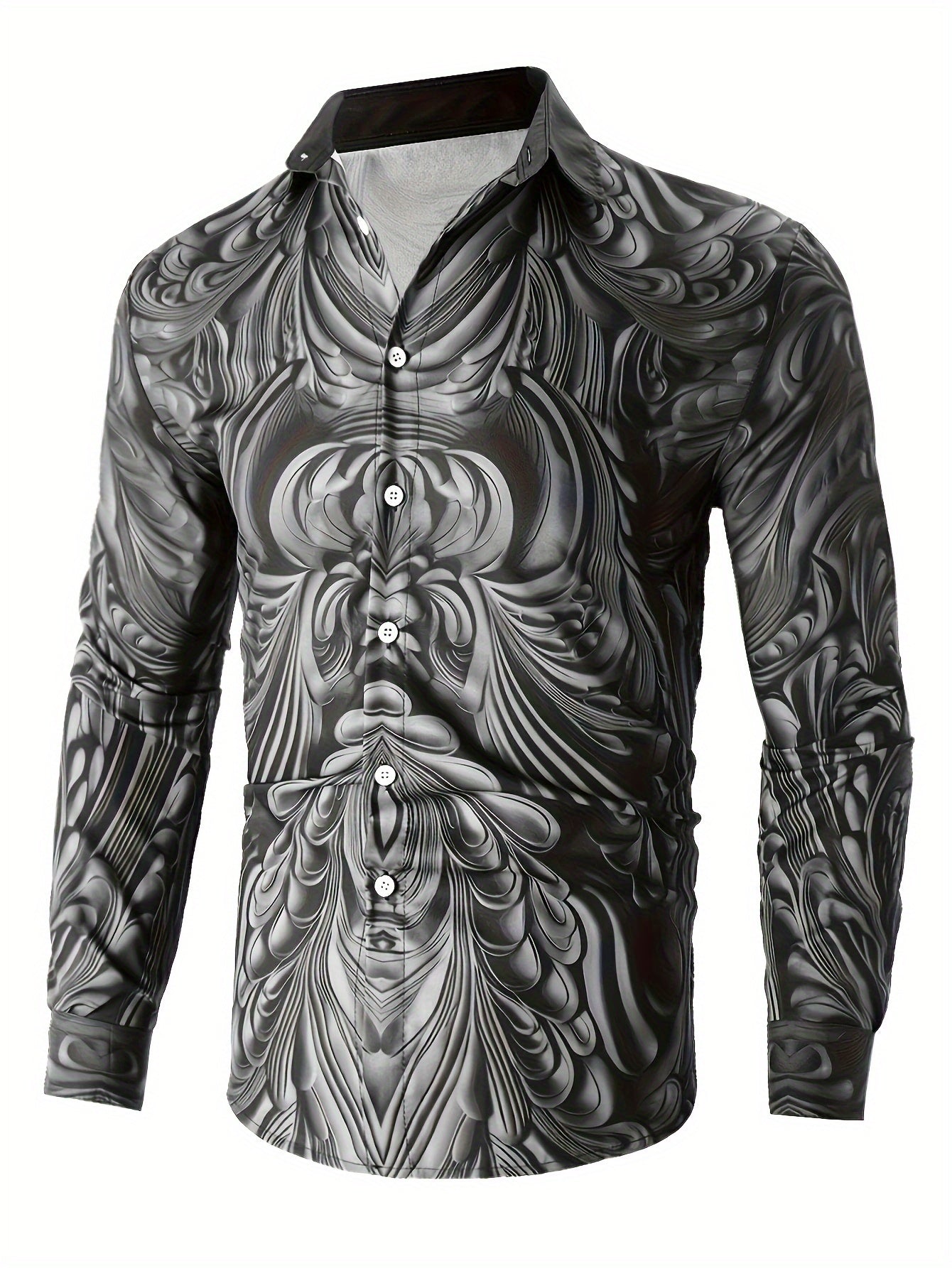 Men's Long Sleeve Button-Up Shirt, Unique Fashion Business Style,