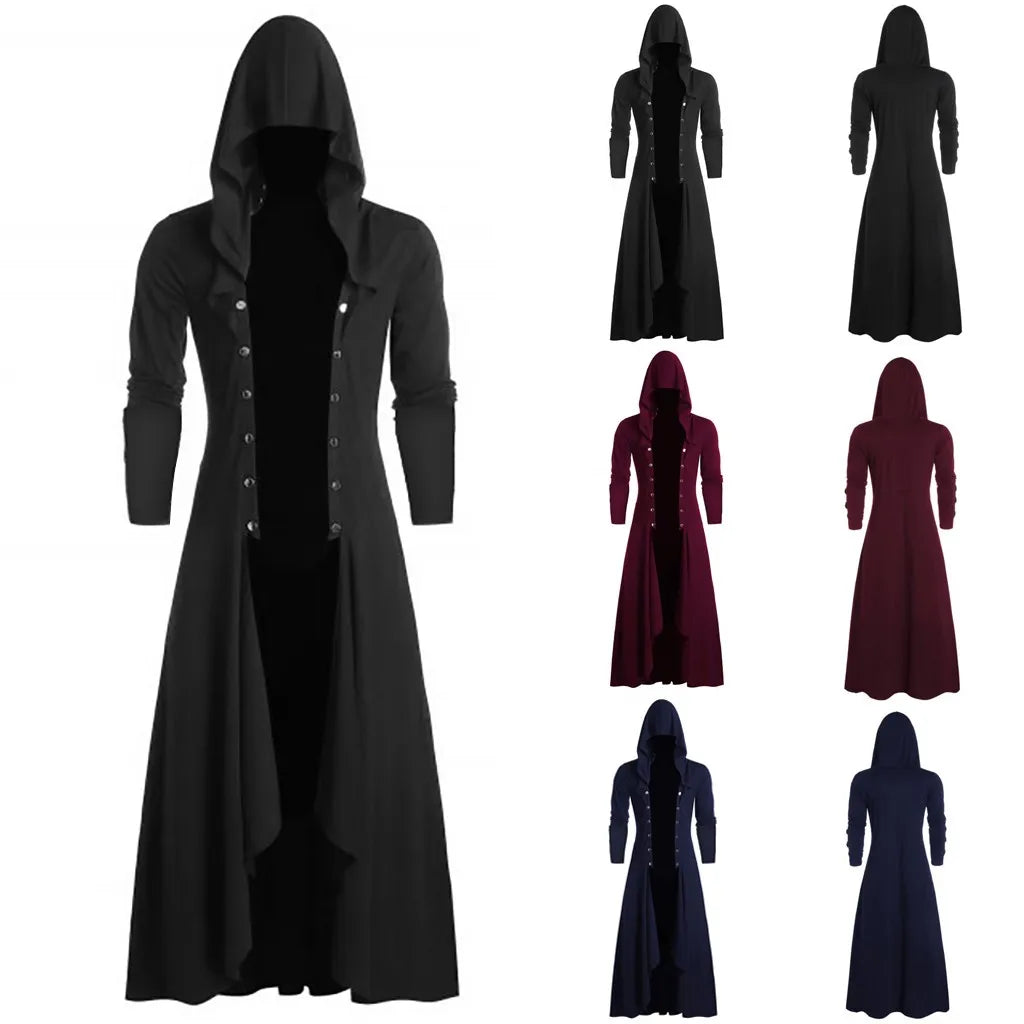 2024 New Men's Retro Steam Punk Gothic Windbreaker Coat