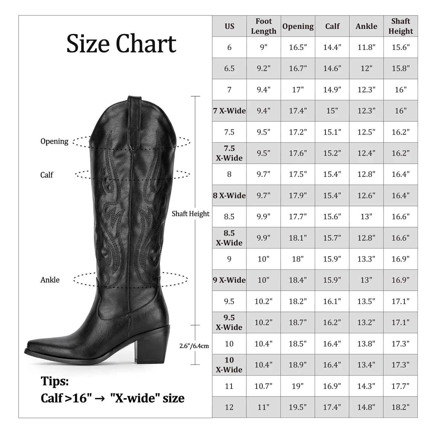 Cowboy Boots for Women - Black Knee High Cowgirl Boots