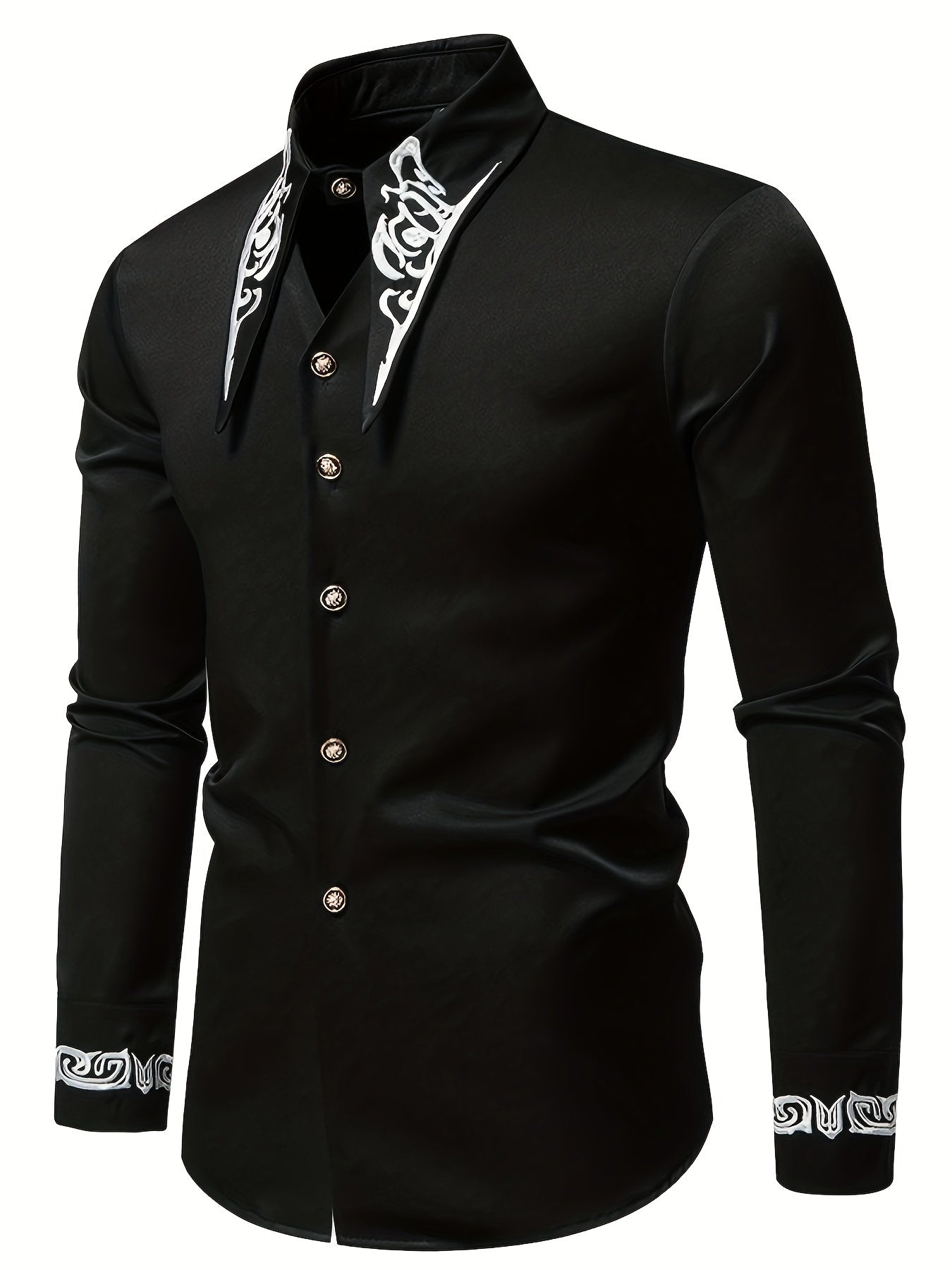 Men'S Casual Fashion Embroidered Shirt, African Style Color