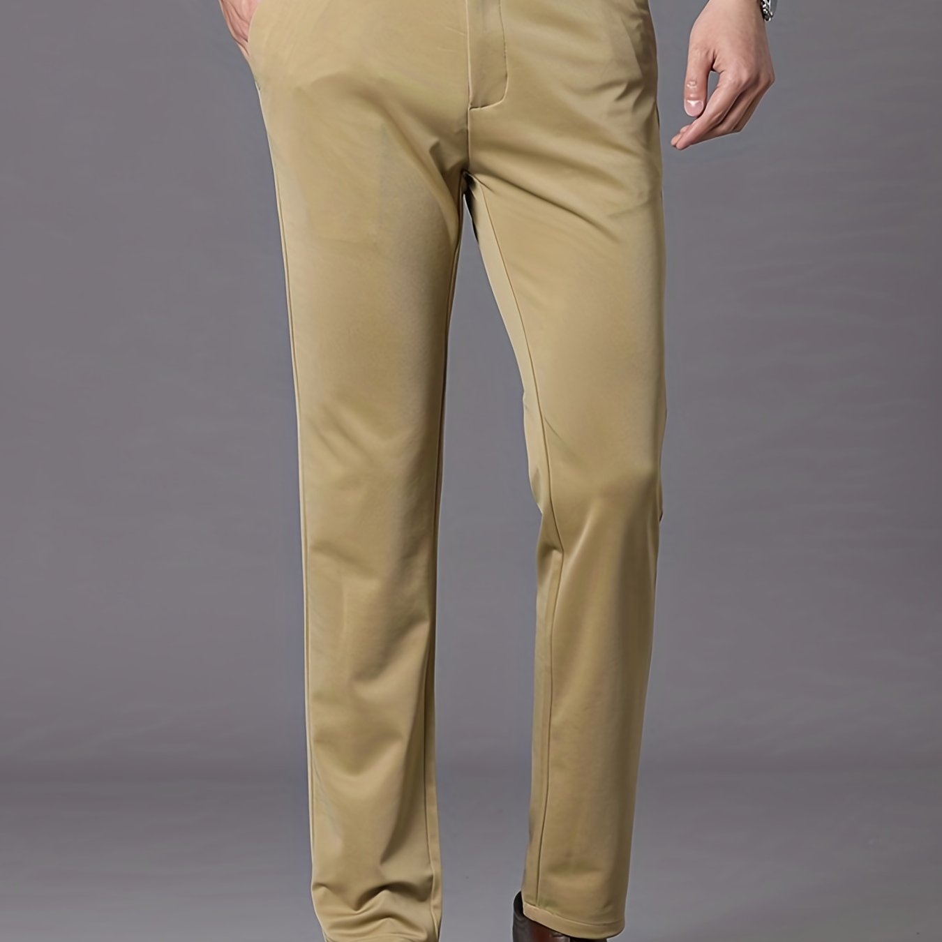 Classic Design Dress Pants, Men's Formal Solid Color Slightly Stretch Dress Pants For Spring Summer Business, Old Money Style