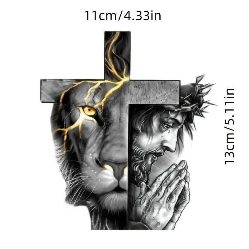 Lion Cross Decal Sticker for Laptop, Tumbler, Windows, Wall Art, Car