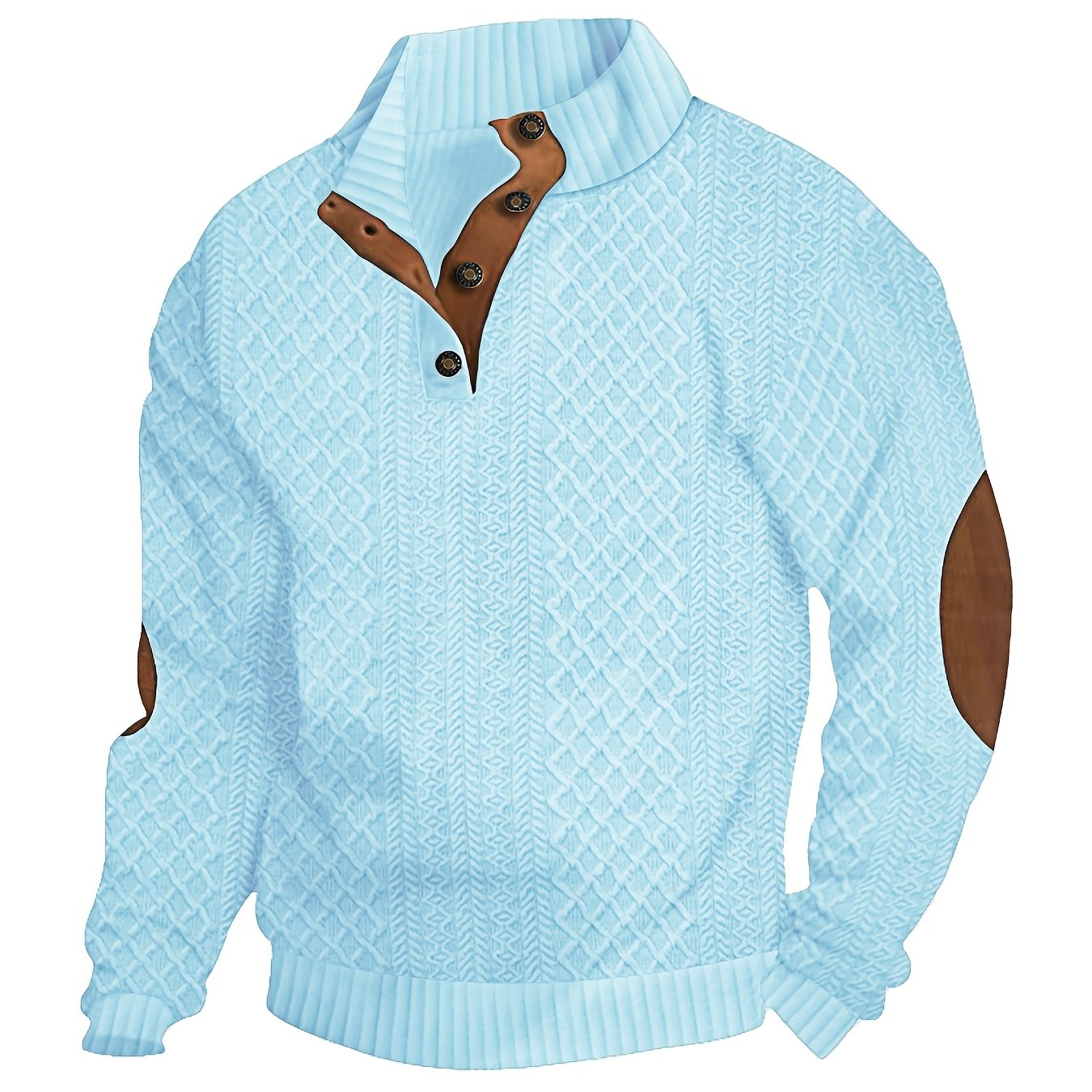 Men'S Casual Knit Sweatshirt with Geometric Pattern, Polyeste