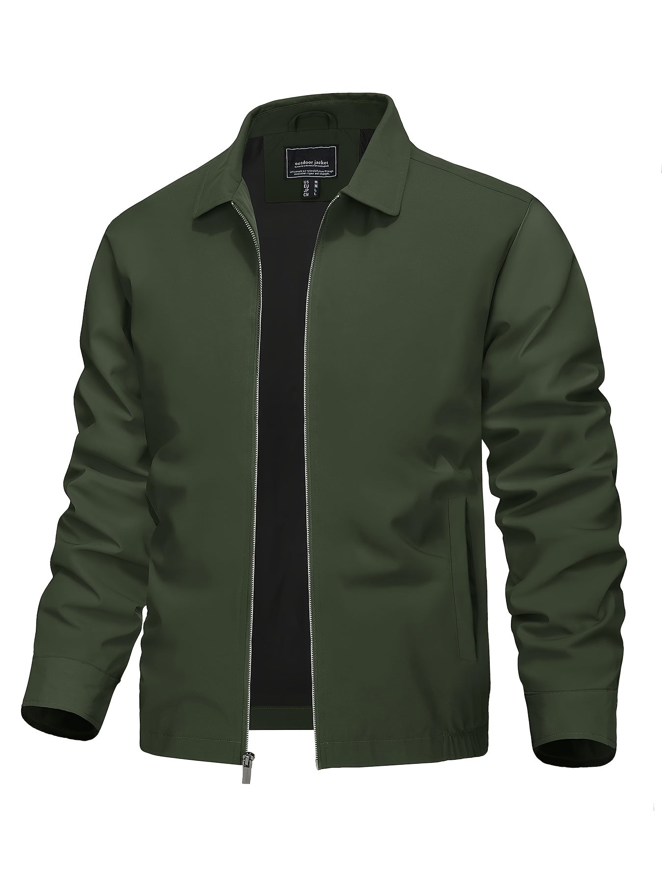 Men's Lightweight Business Casual Jacket - Full Zip Windbreaker with Collar