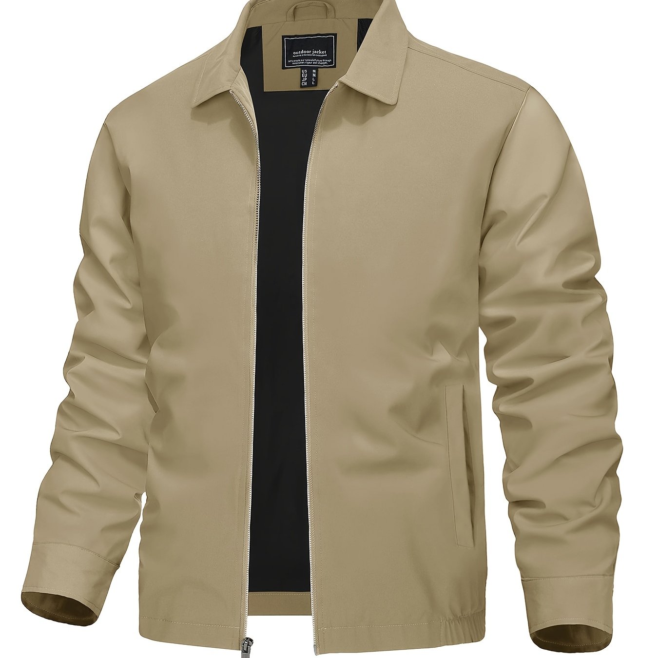 Men's Lightweight Business Casual Jacket - Full Zip Windbreaker with Collar