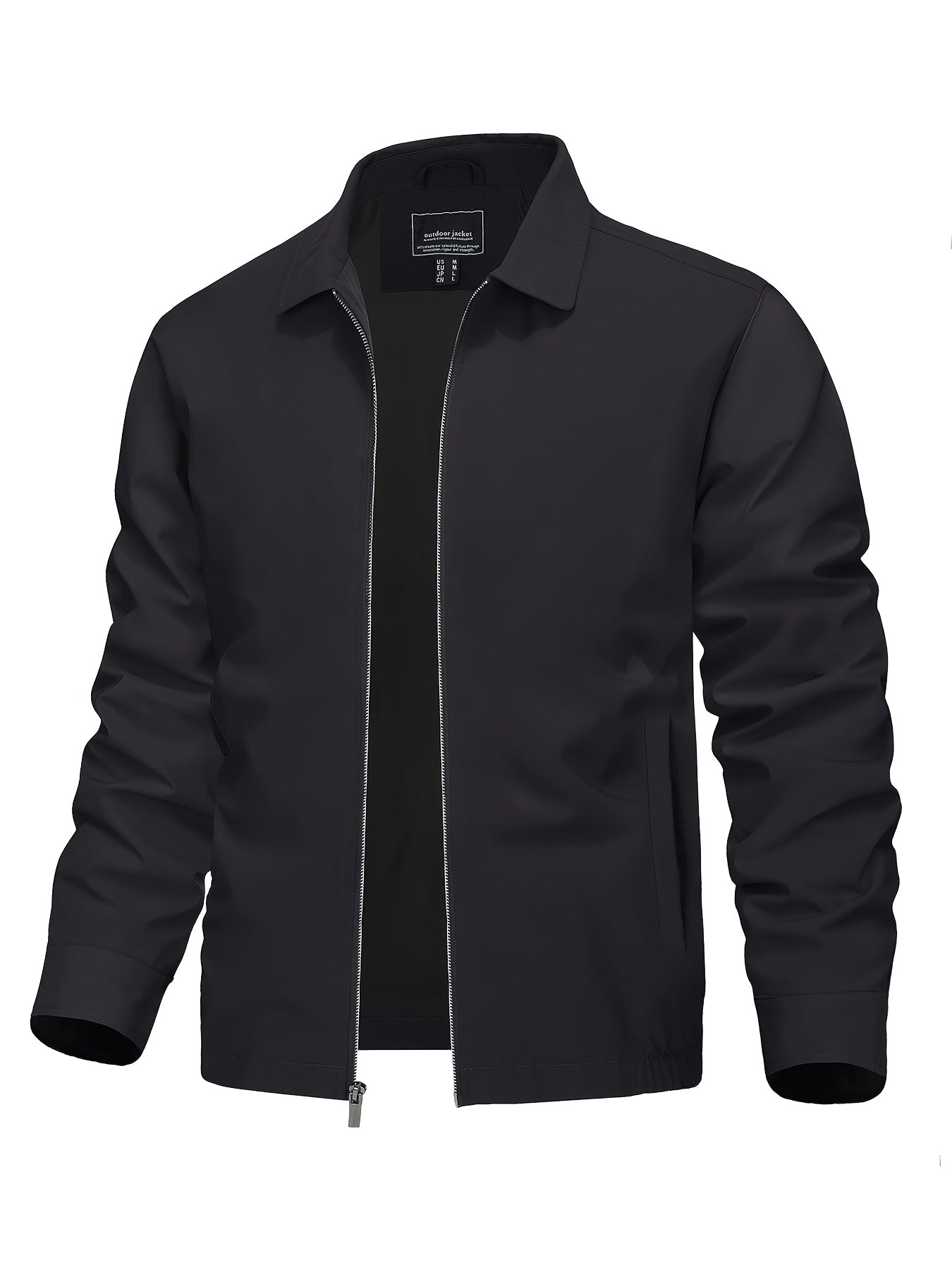 Men's Lightweight Business Casual Jacket - Full Zip Windbreaker with Collar