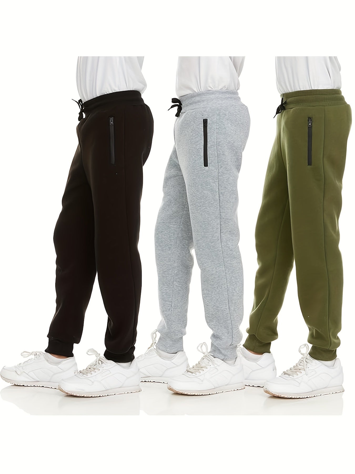 3-Pack Boys' Trousers With Zippered Pockets With Drawstrings,