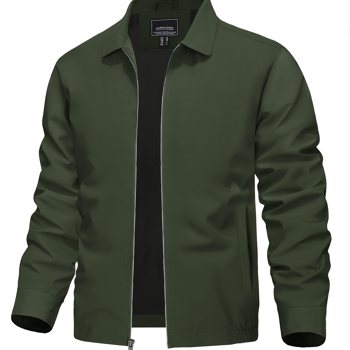 Men's Lightweight Business Casual Jacket - Full Zip Windbreaker with Collar