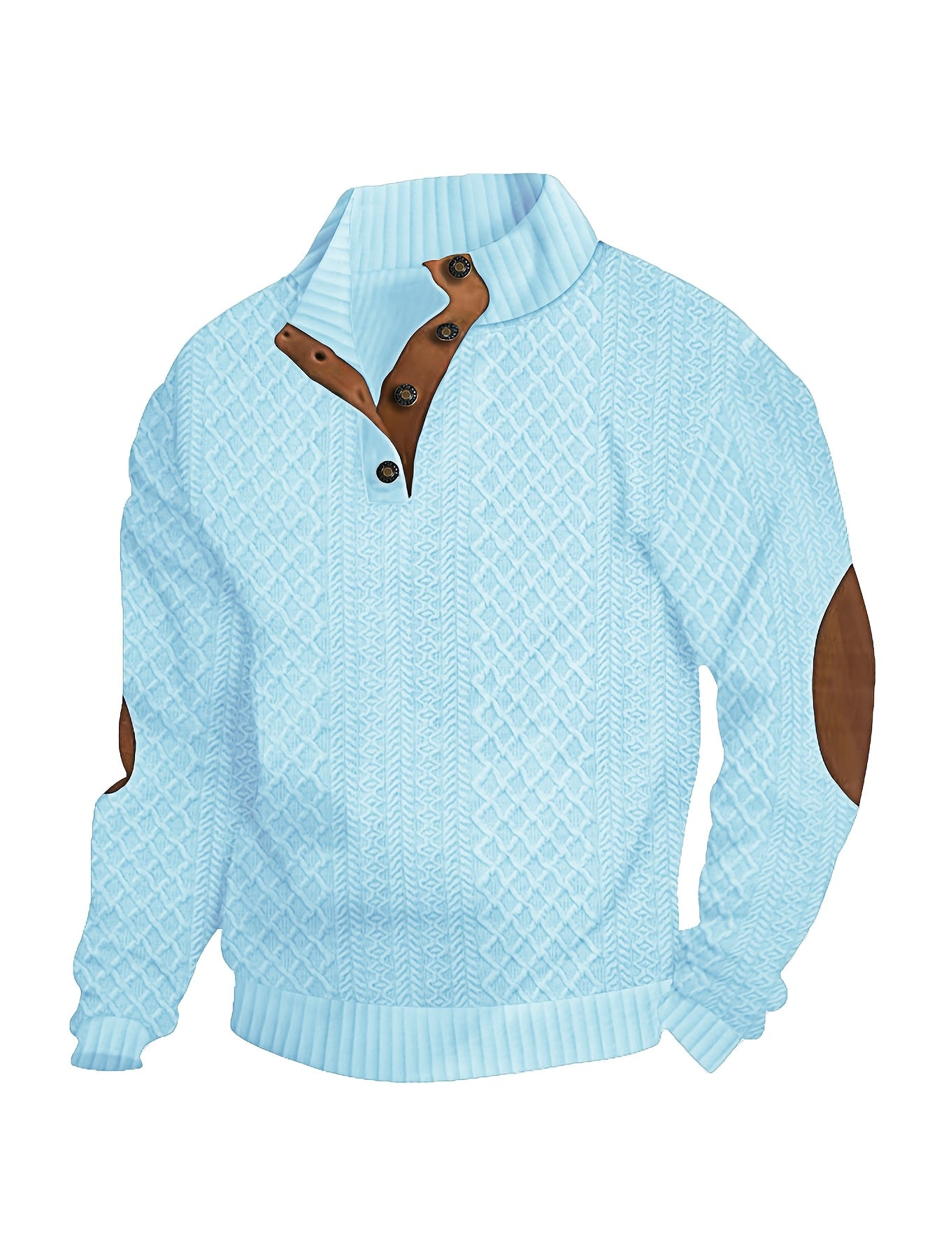 Men'S Casual Knit Sweatshirt with Geometric Pattern, Polyeste