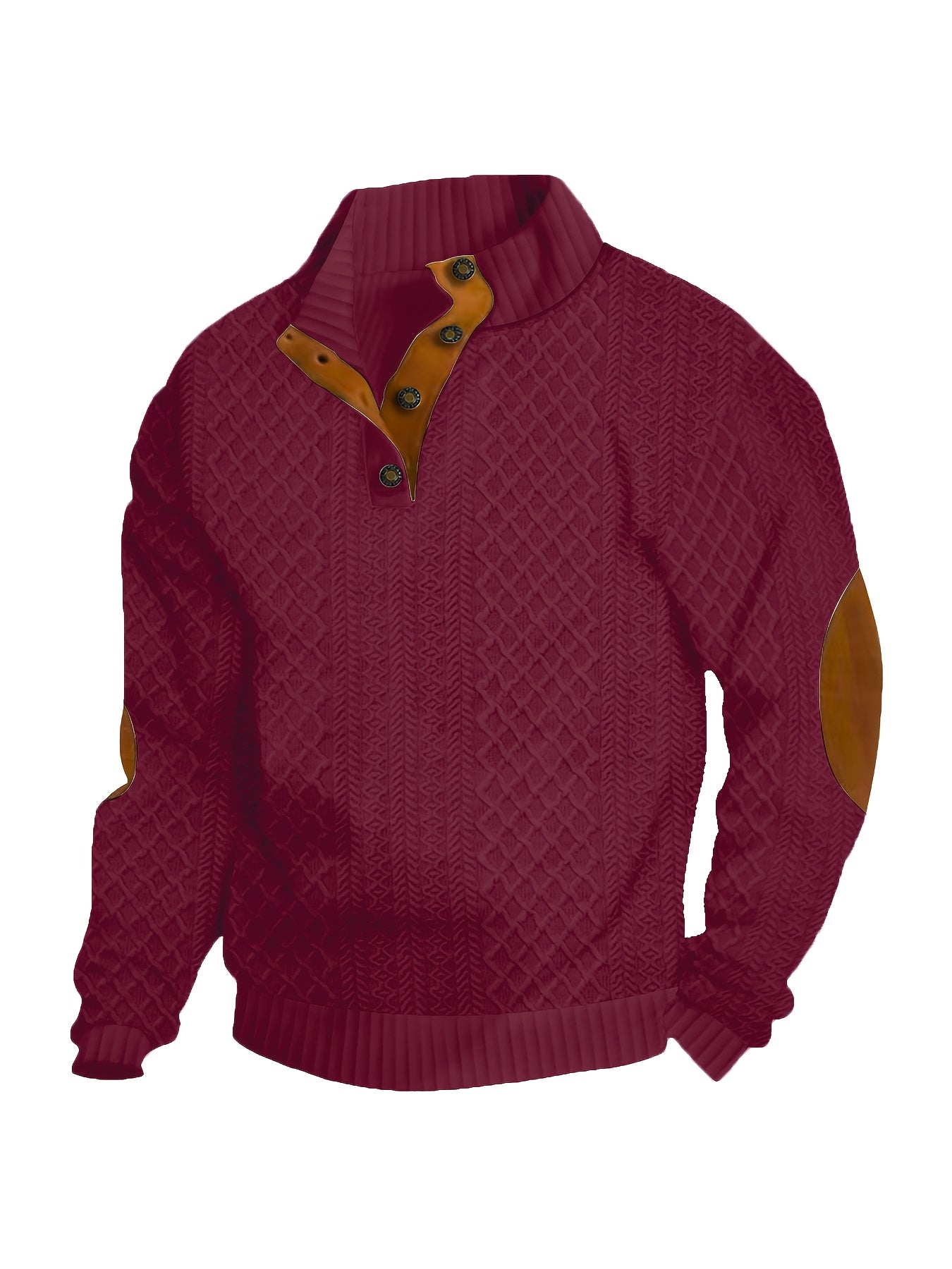 Men'S Casual Knit Sweatshirt with Geometric Pattern, Polyeste
