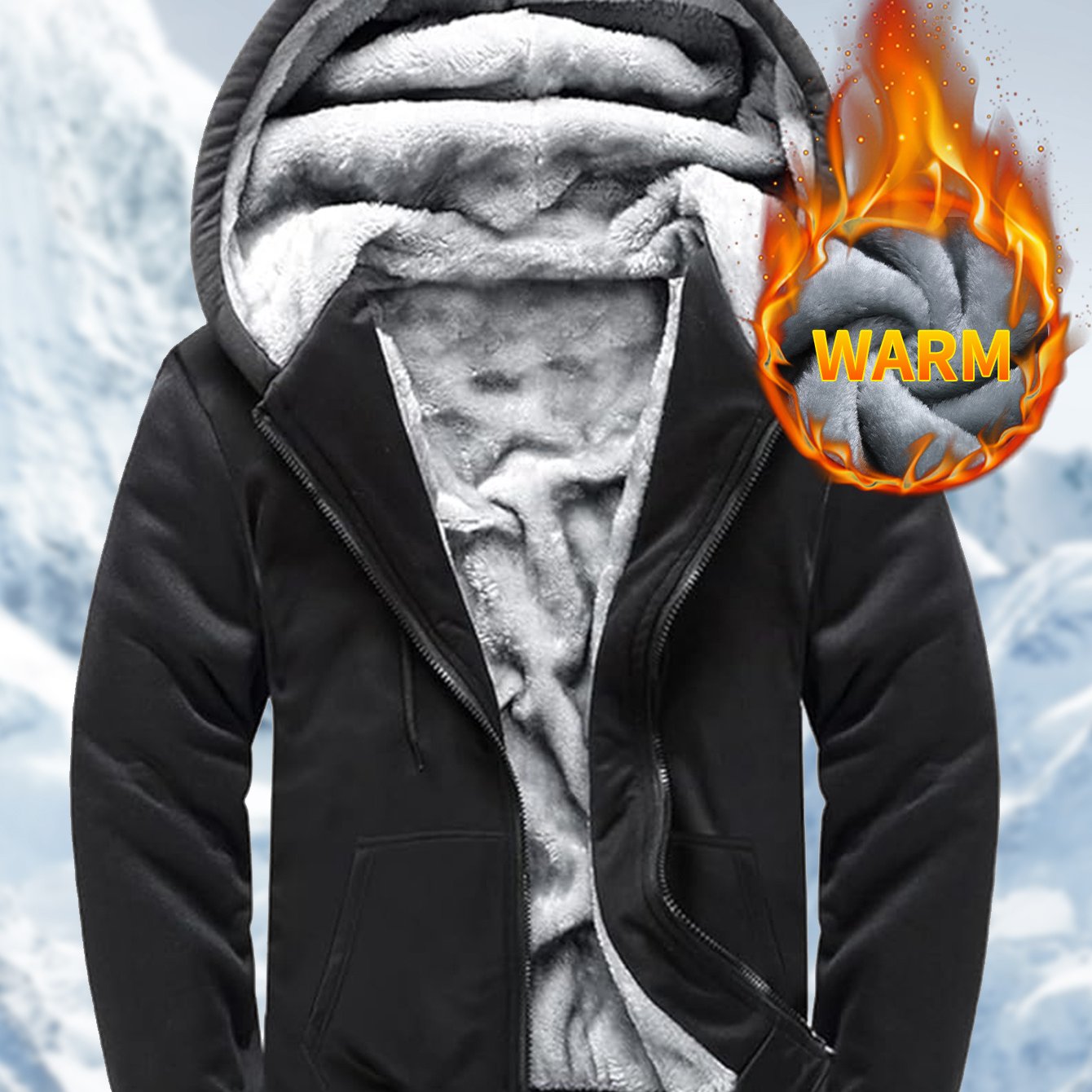Fleece Full Zip Up Hooded Winter Jacket