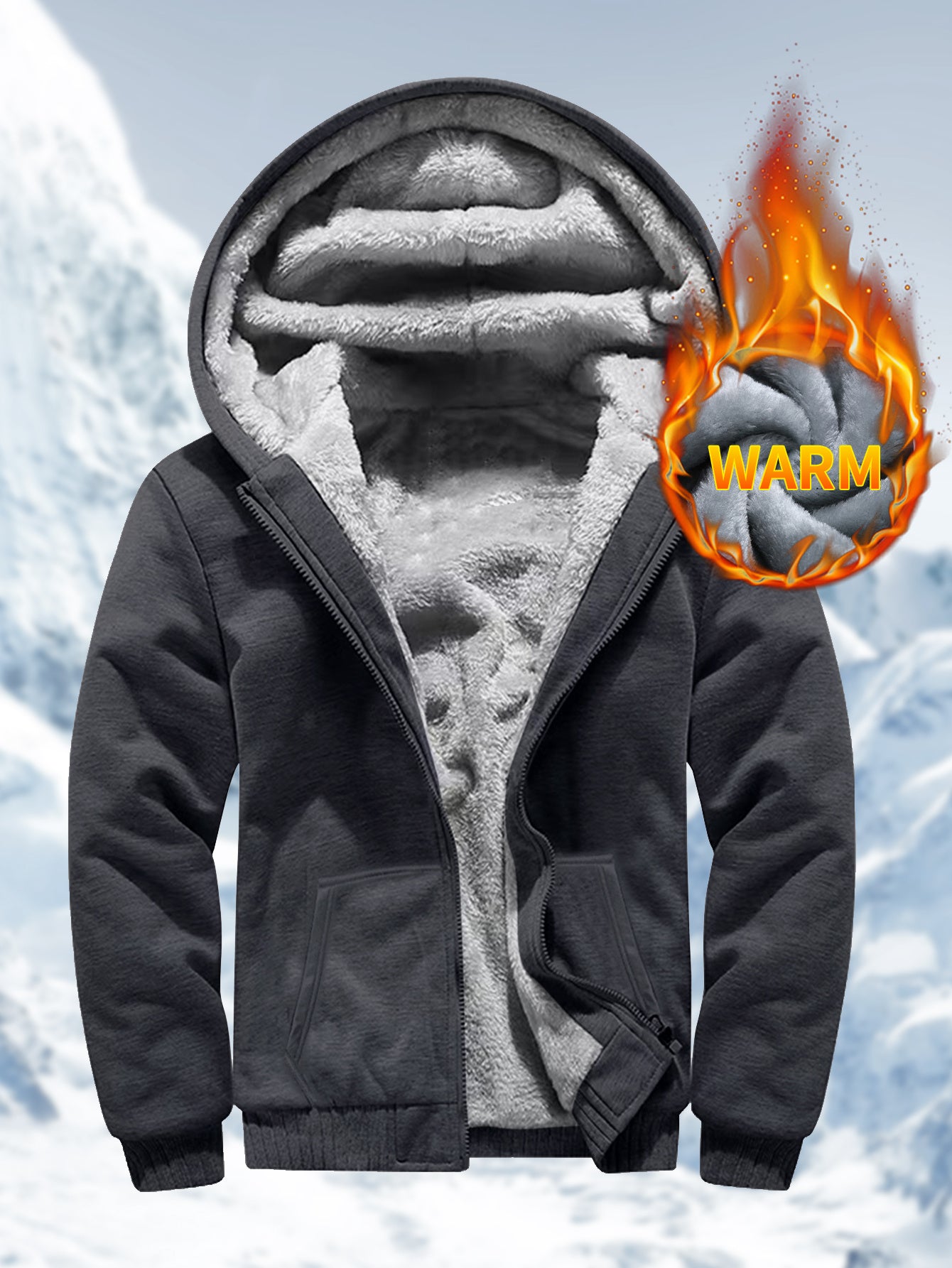 Fleece Full Zip Up Hooded Winter Jacket