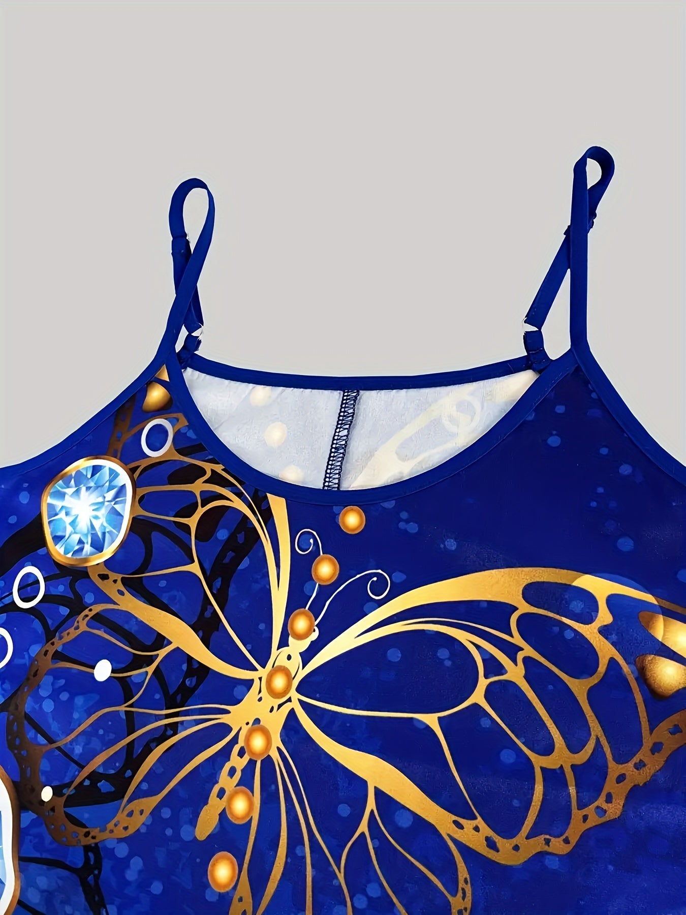 Fashion Women's V-neck Dress Set, Casual Butterfly Print Dress