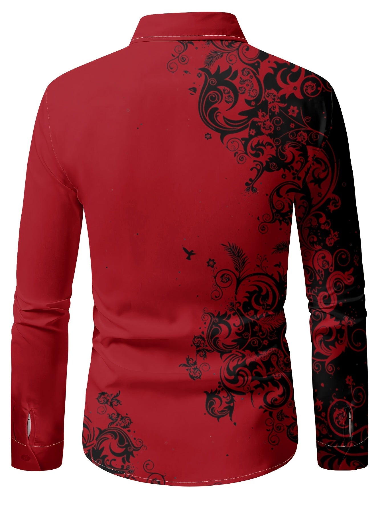 Men'S Fashion Print Shirt, Casual Polyester 100% Long Sleeve Button- Collared Shirt,Season