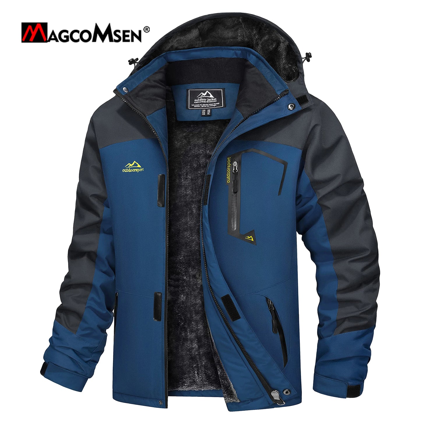 Men's Hooded Fleece Ski Jacket Waterproof Thermal