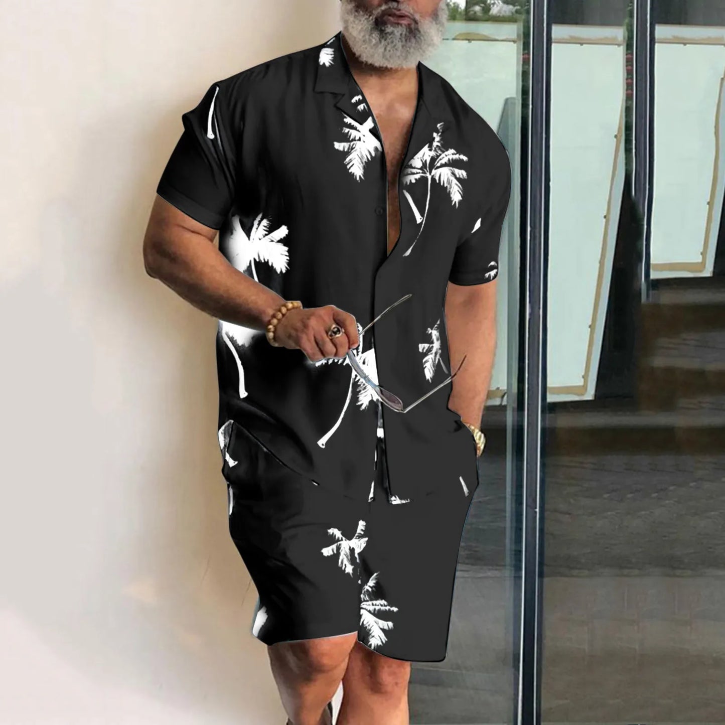 Summer Hawaii Trend Print Sets Men Hawaii Shorts Shirt