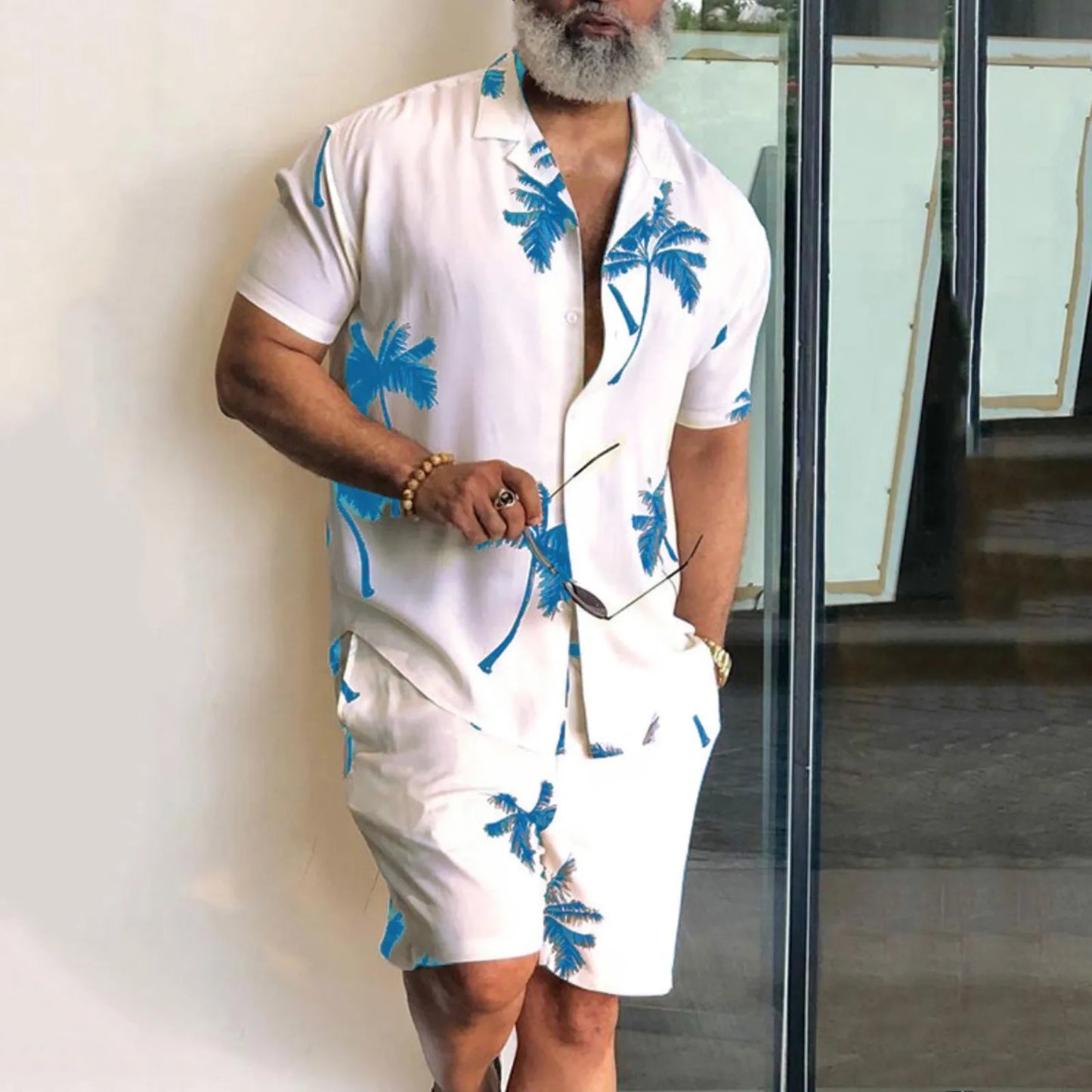 Summer Hawaii Trend Print Sets Men Hawaii Shorts Shirt