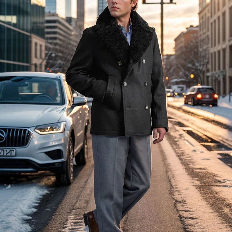 Stylish Men s Wool Pea Coat