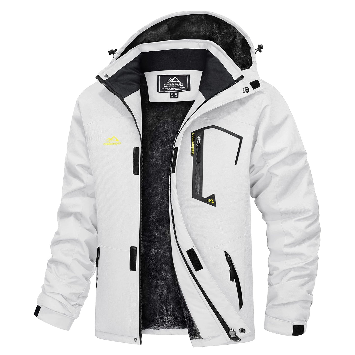 Men's Hooded Fleece Ski Jacket Waterproof Thermal