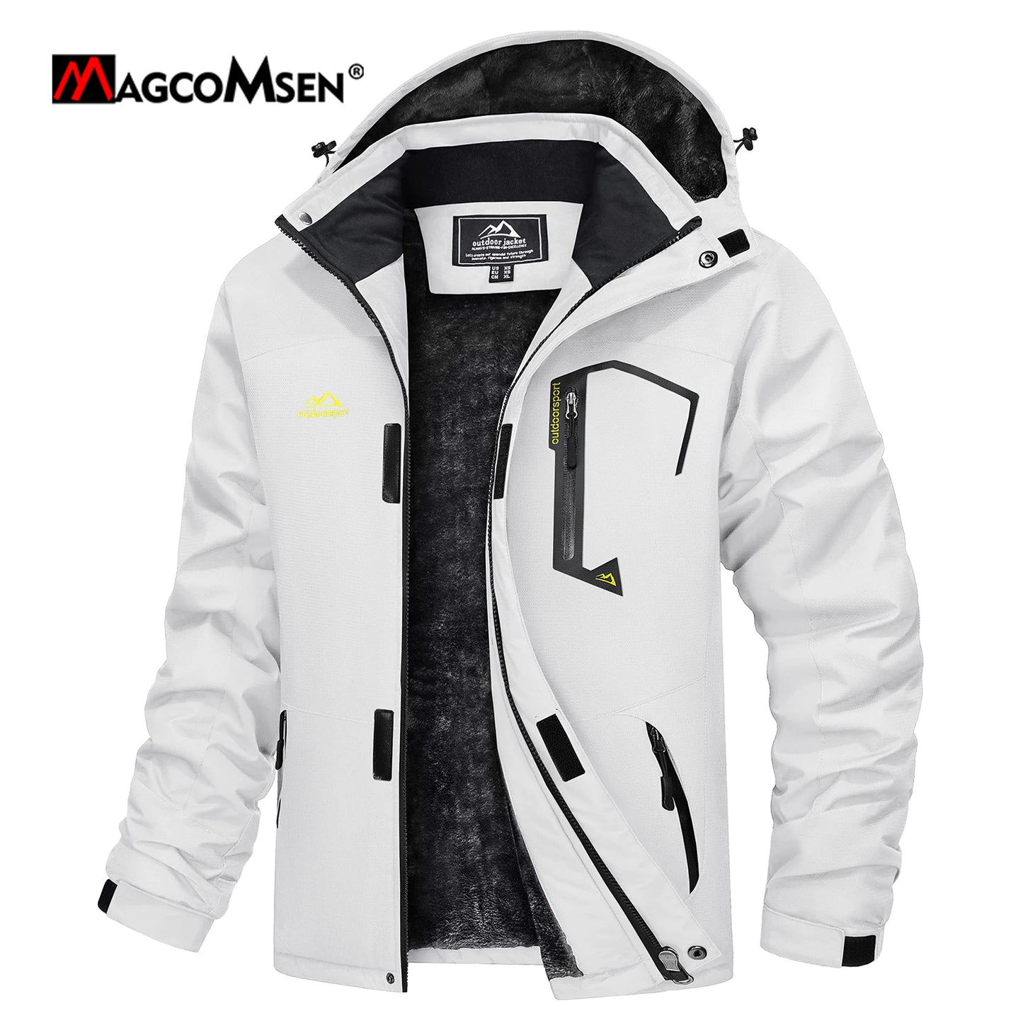 Men's Hooded Fleece Ski Jacket Waterproof Thermal