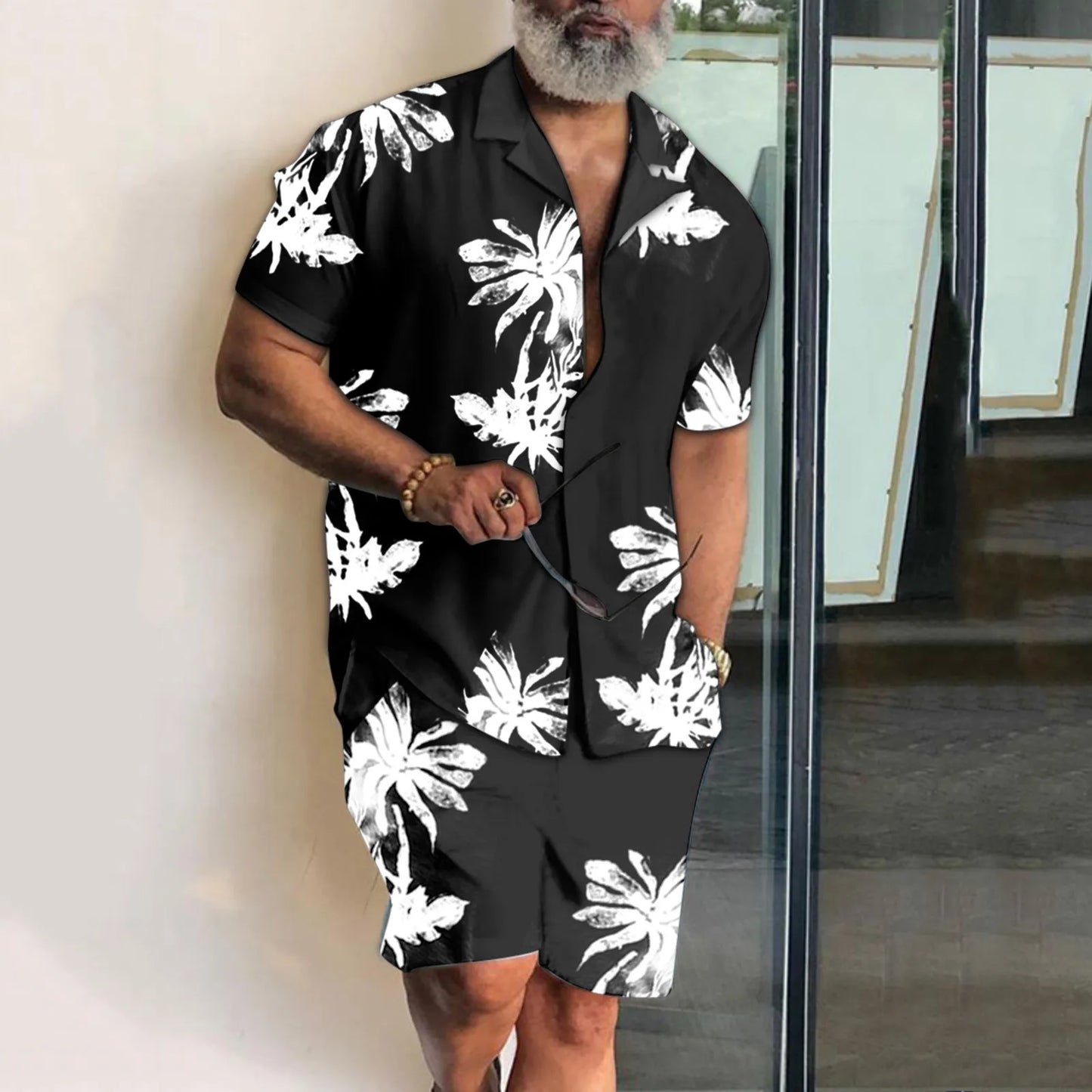 Summer Hawaii Trend Print Sets Men Hawaii Shorts Shirt