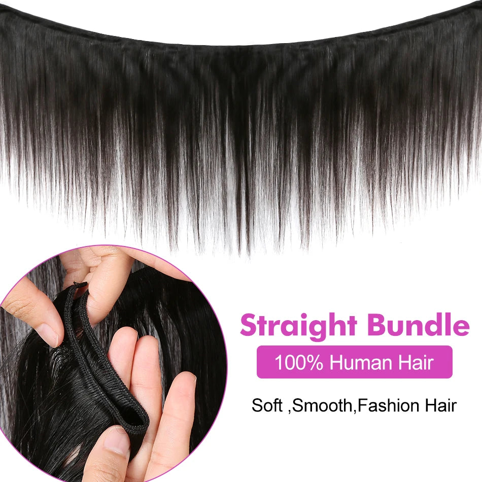 30 40 Inch Bone Straight Human Hair Weave Bundle