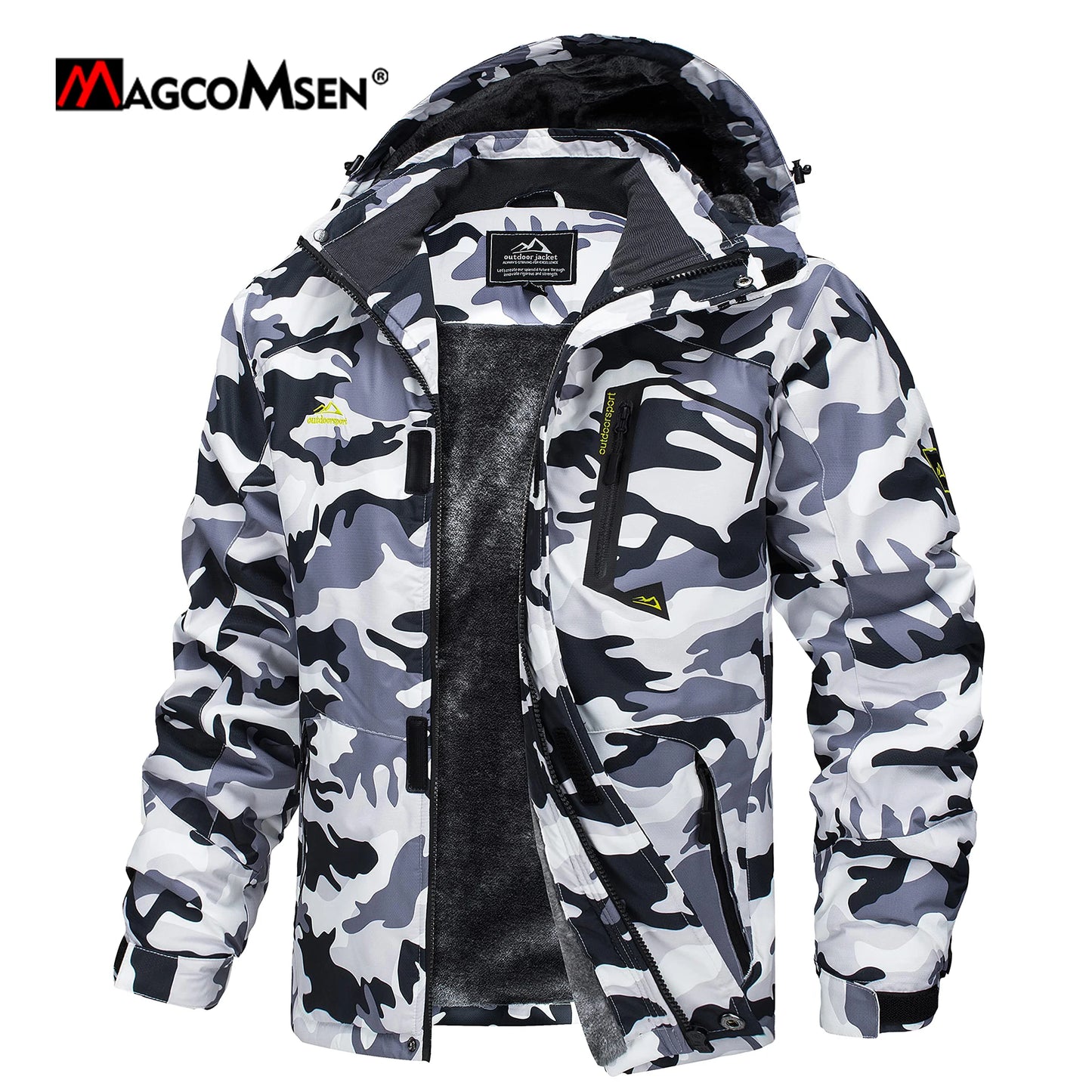 Men's Hooded Fleece Ski Jacket Waterproof Thermal