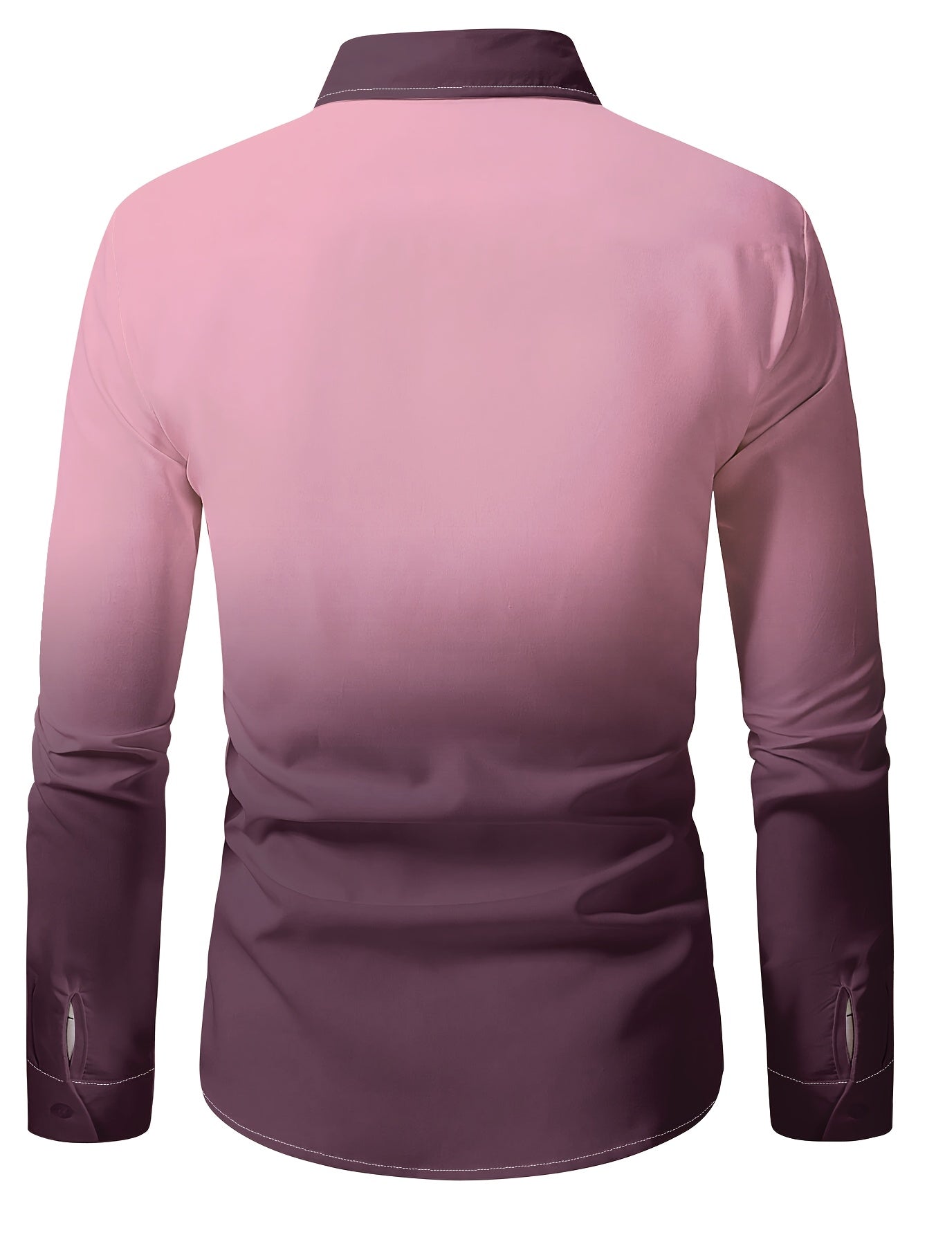 Men's Stylish Gradient Print Dress Shirt - Breathable Polyester,